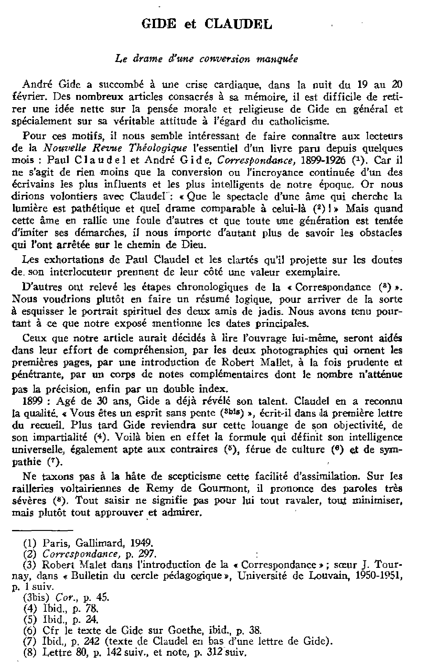 Gide et Claudel. Le drame d'une conversion manquée