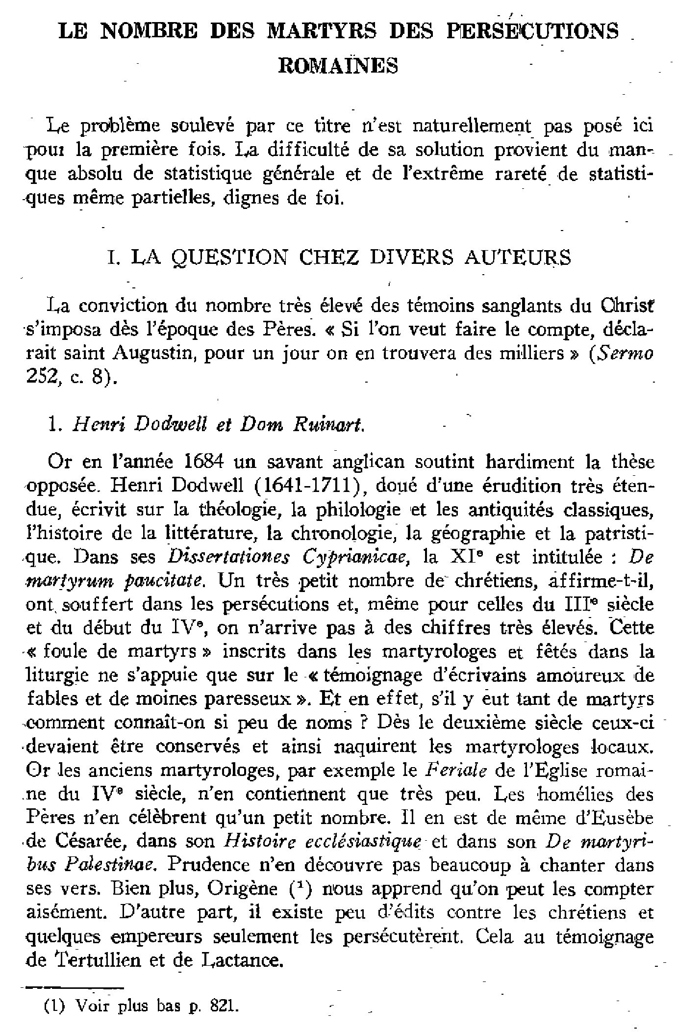 Le nombre des martyrs des persécutions romaines