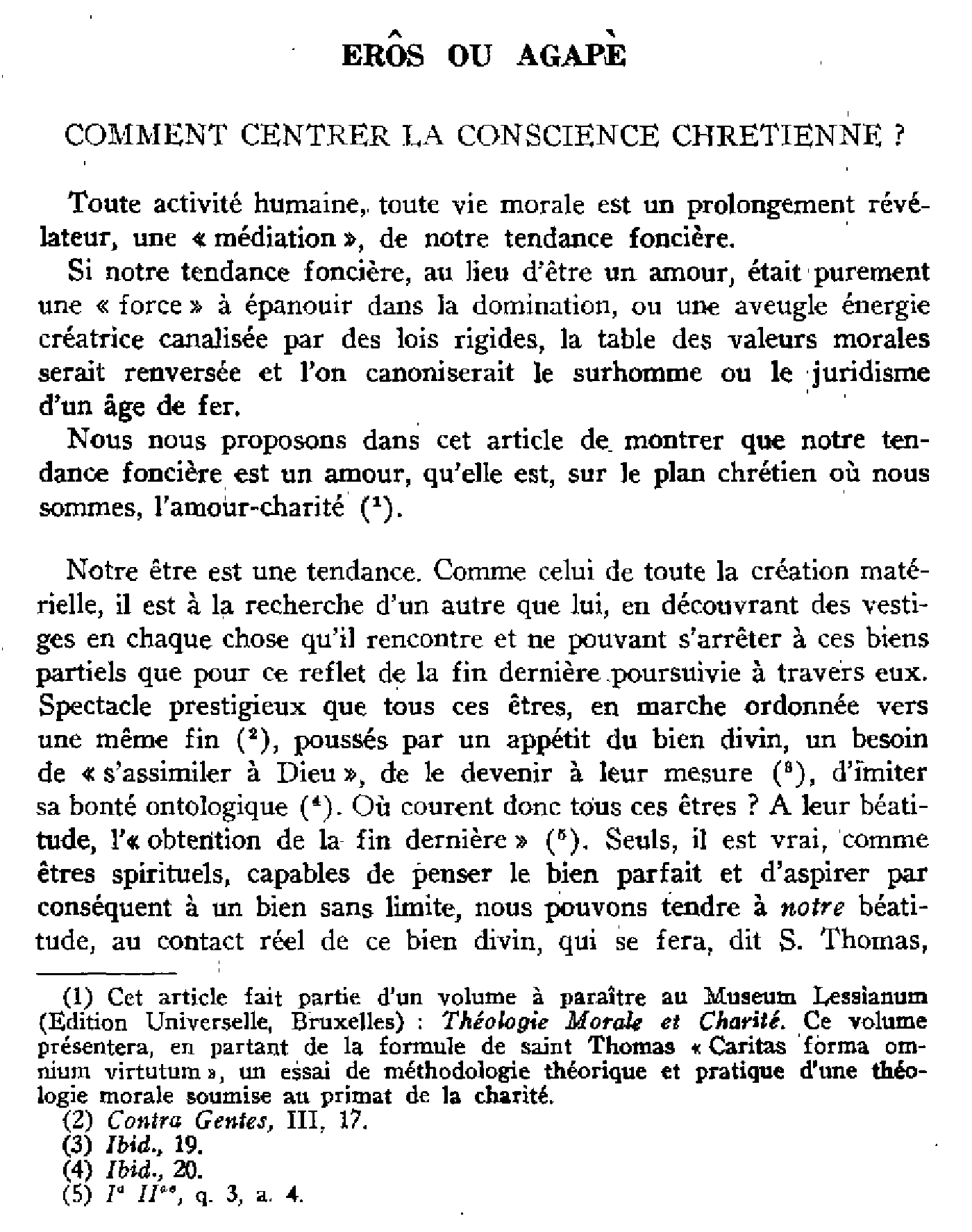 Erôs ou Agapè. Comment centrer la conscience chrétienne ?