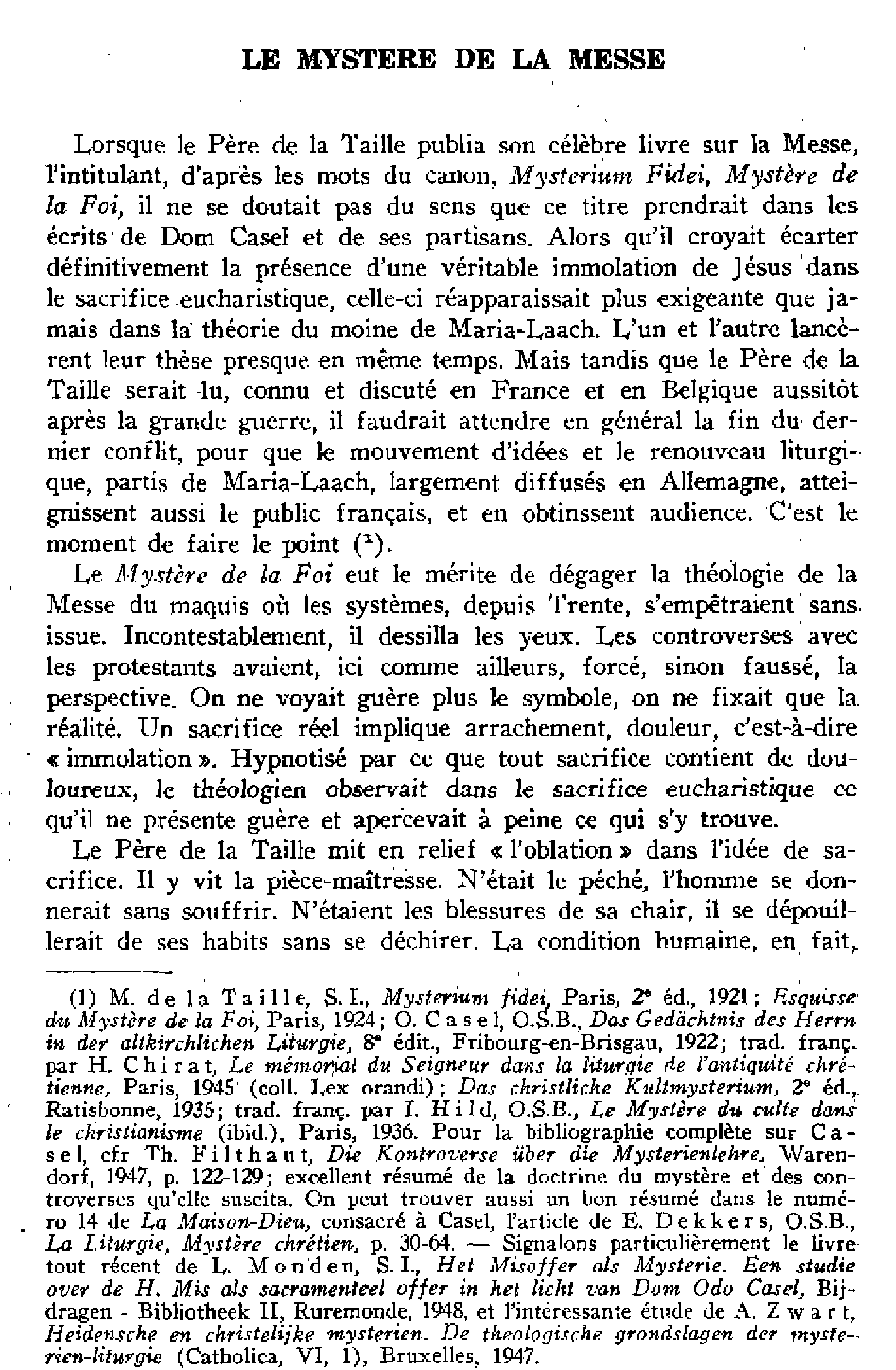 Le mystère de la messe