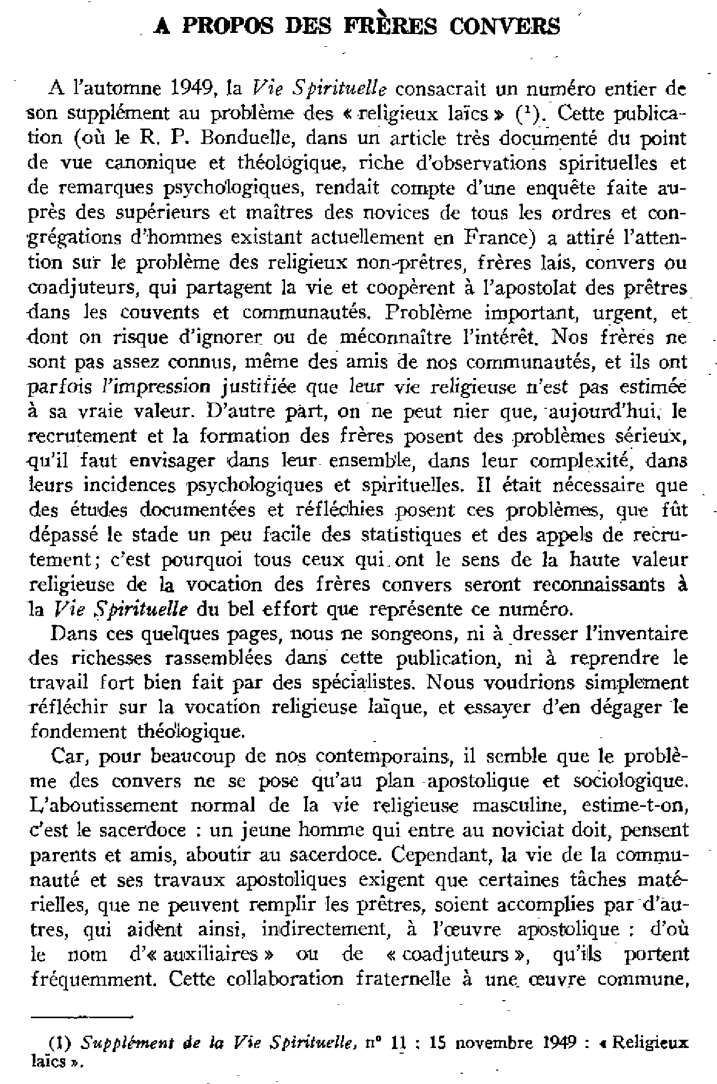 À propos des frères convers