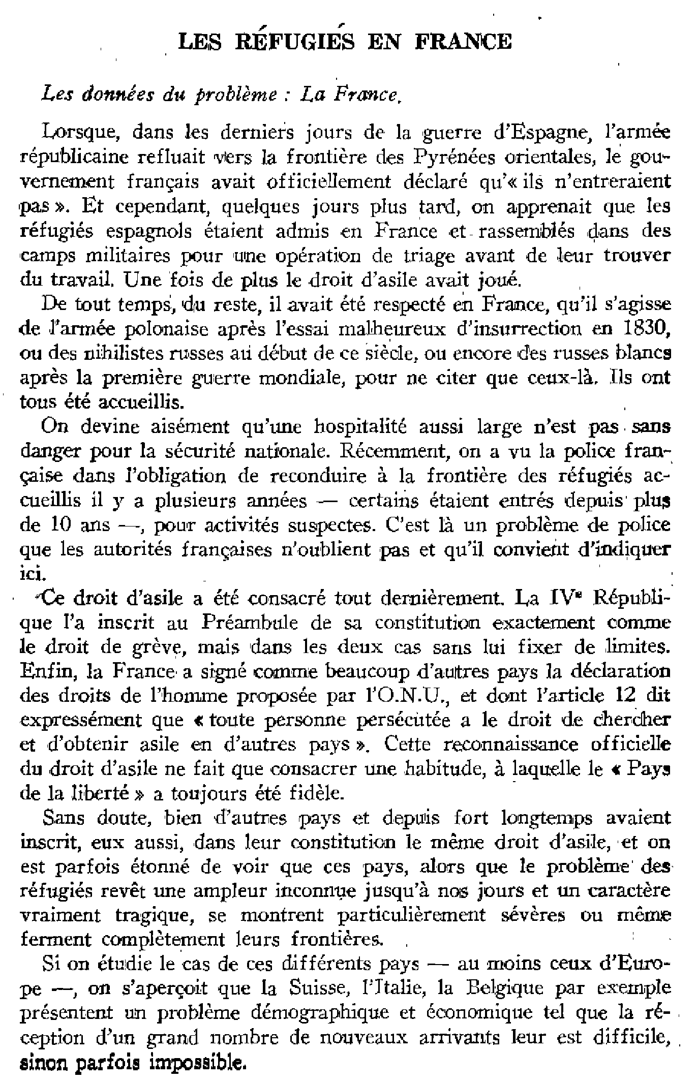 Les réfugiés en France