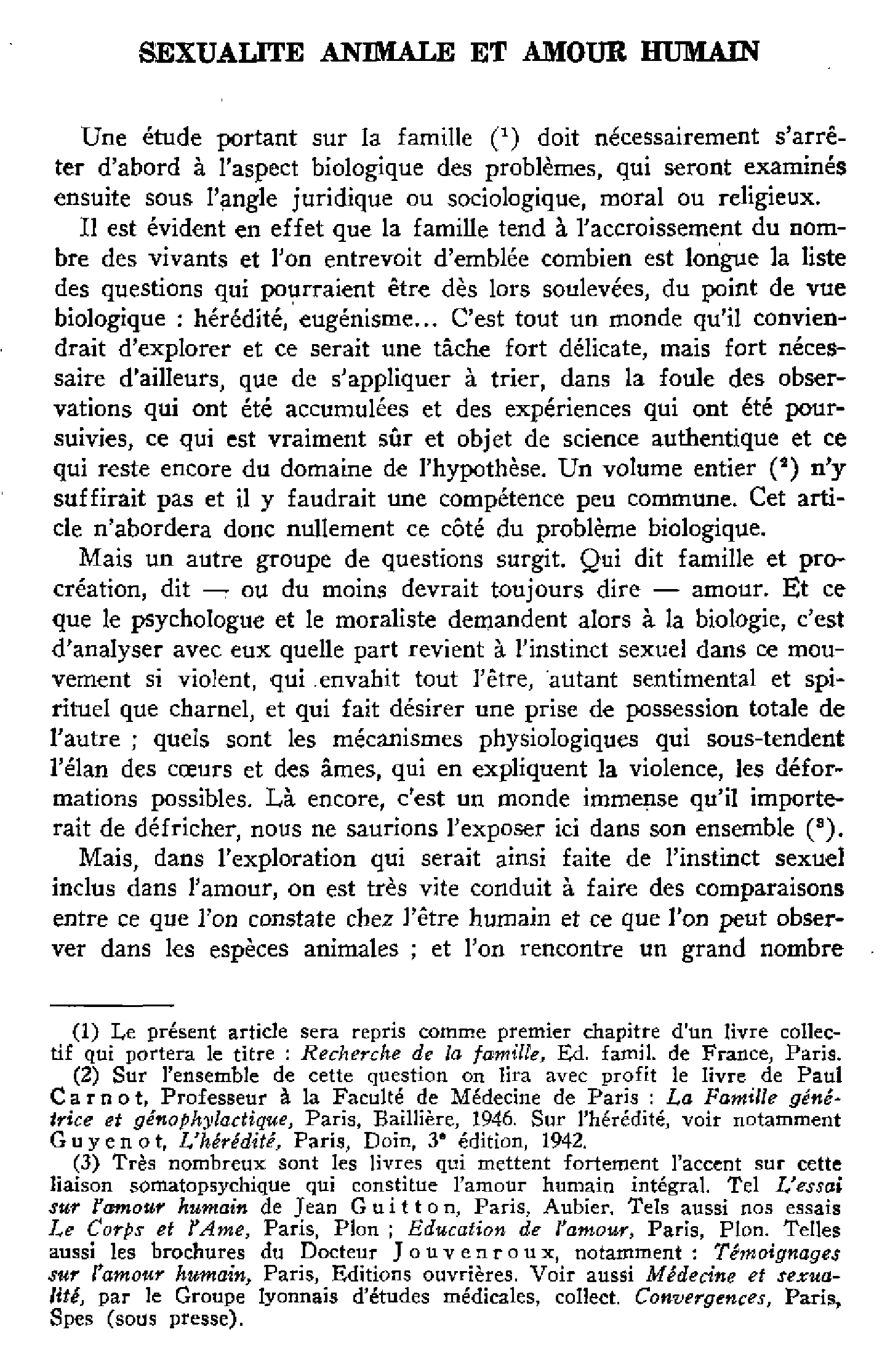 Sexualité animale et amour humain