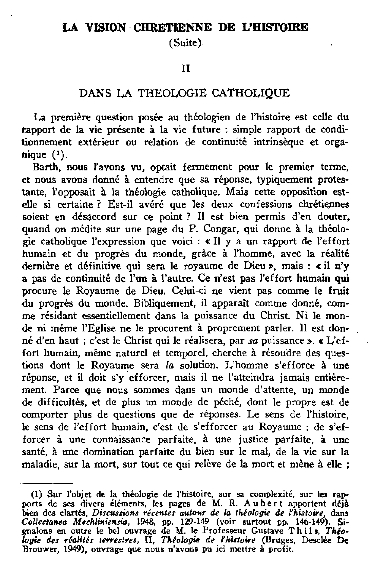 La vision chrétienne de l'histoire
