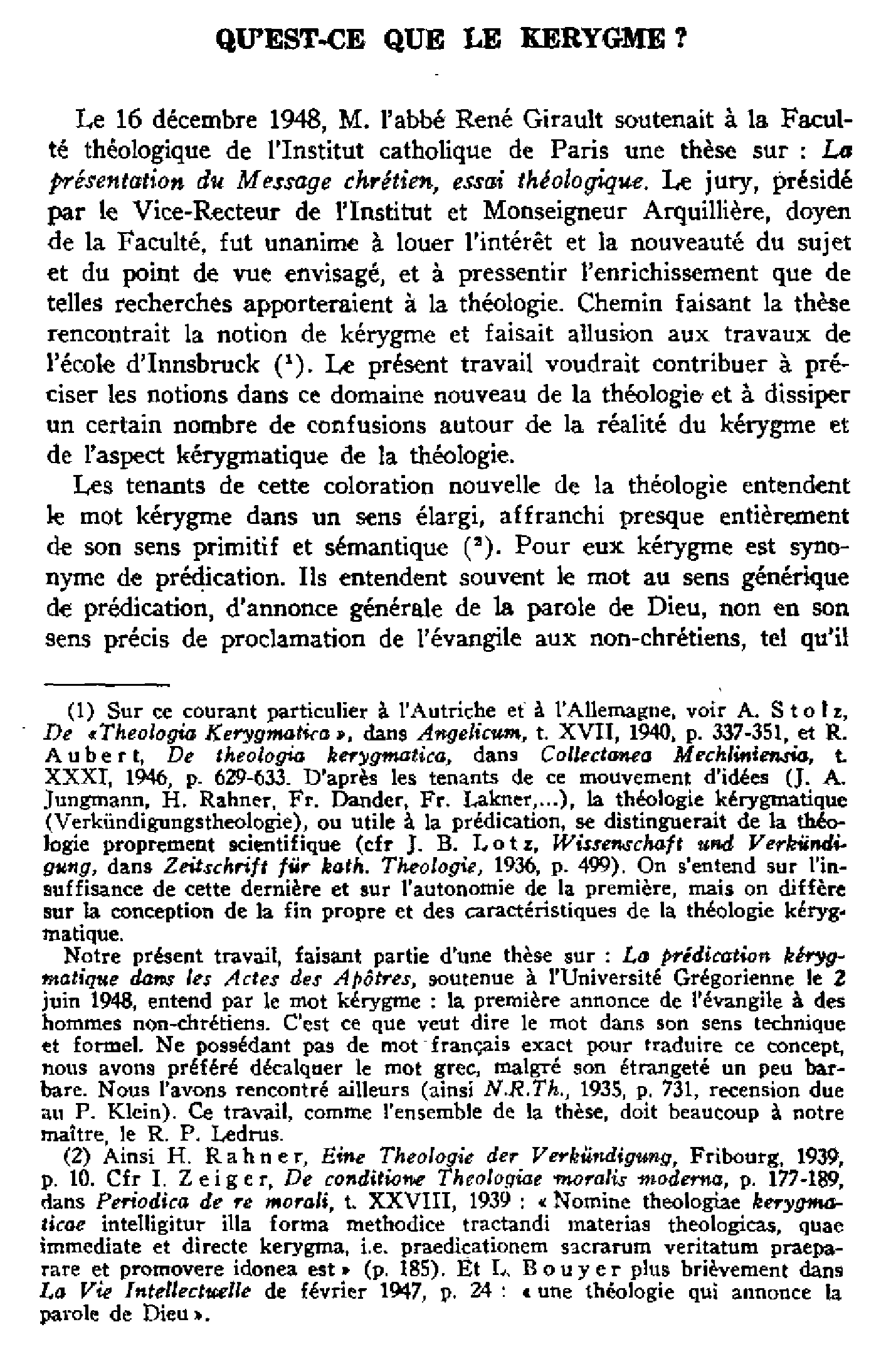 Qu'est-ce que le kérygme ?