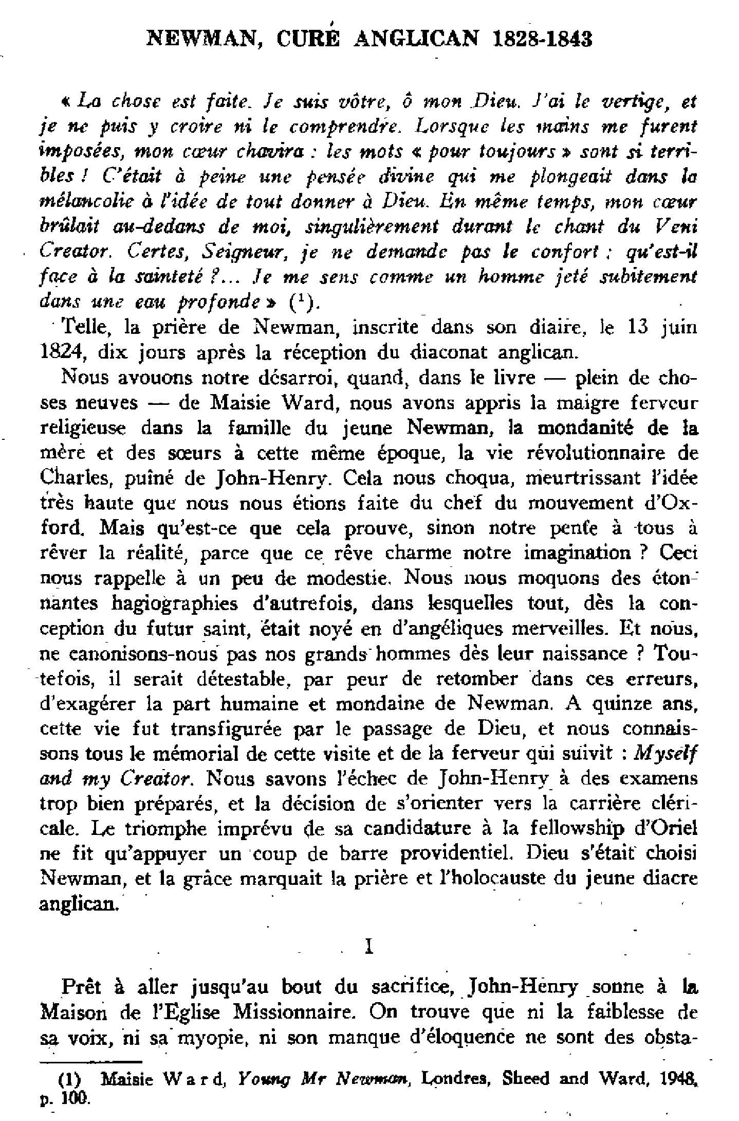 Newman, curé anglican 1828-1843