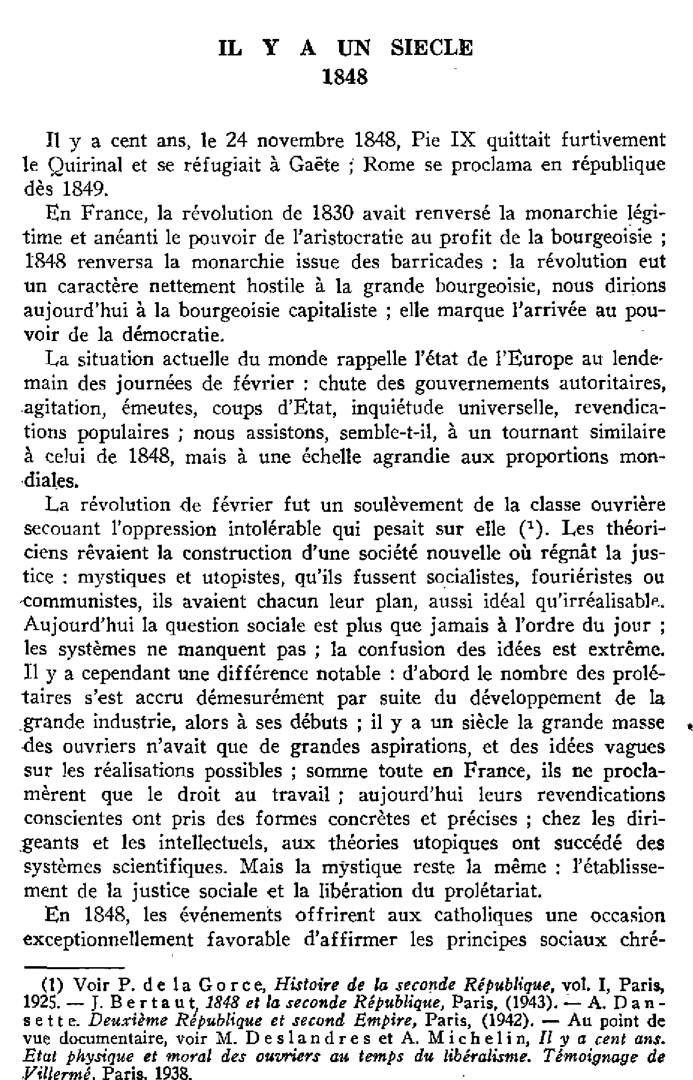 Il y a un siècle : 1848