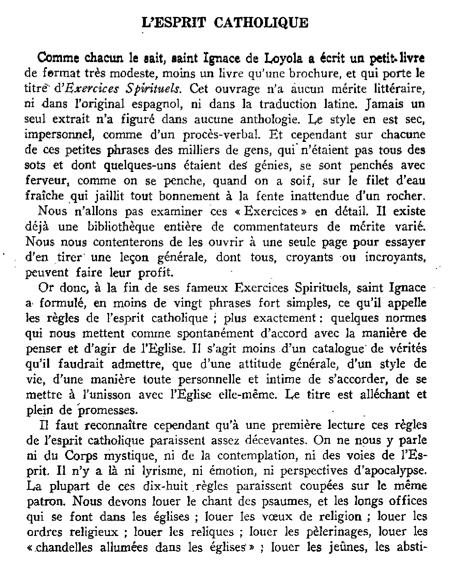 L'esprit catholique