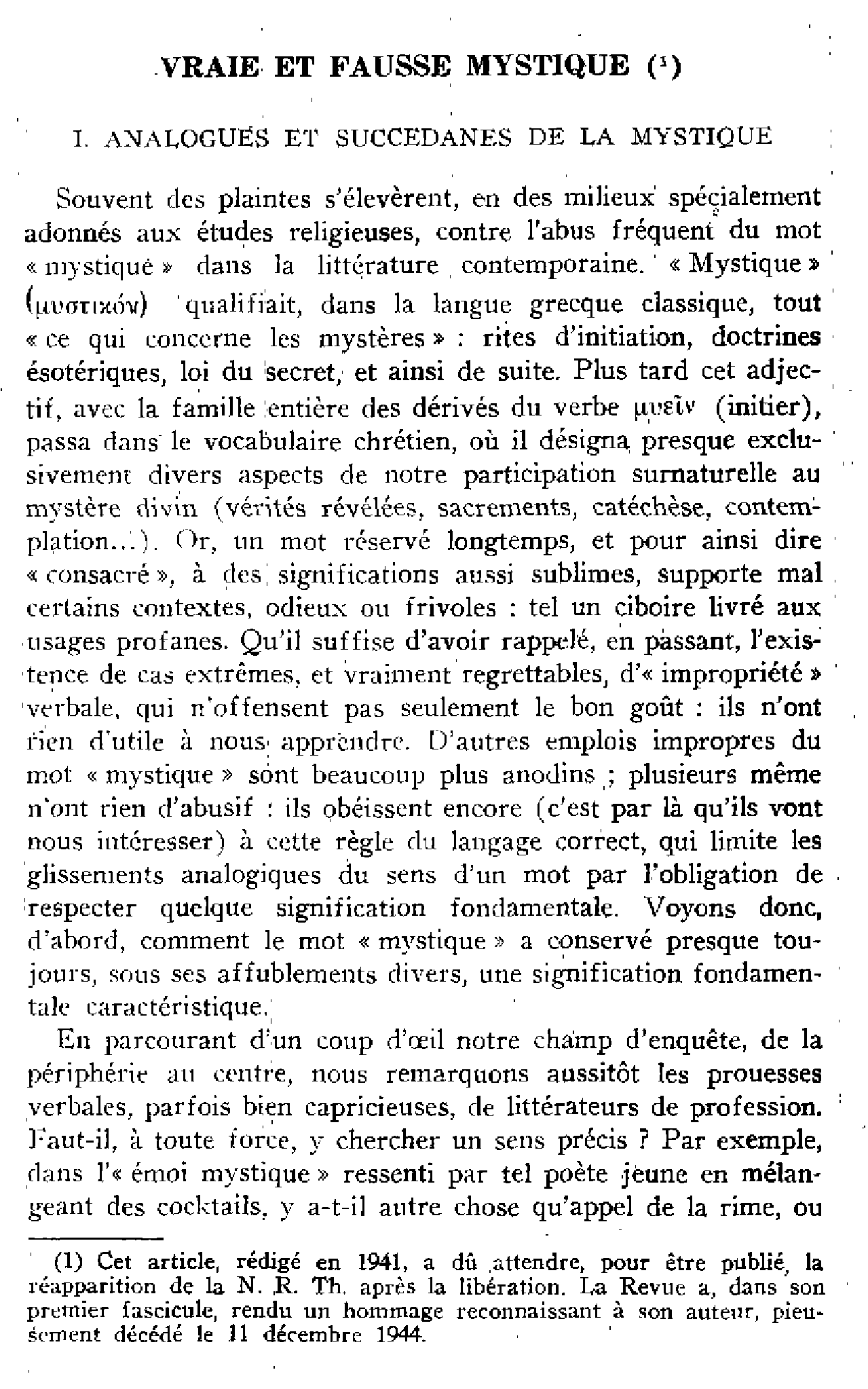 Vraie et fausse mystique