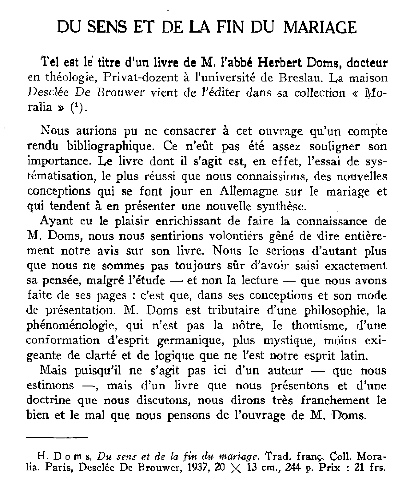 Du sens et de la fin du mariage