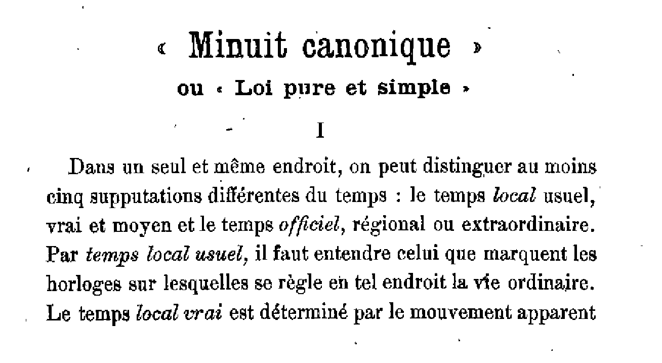 Minuit canonique ou 'Loi pure et simple'