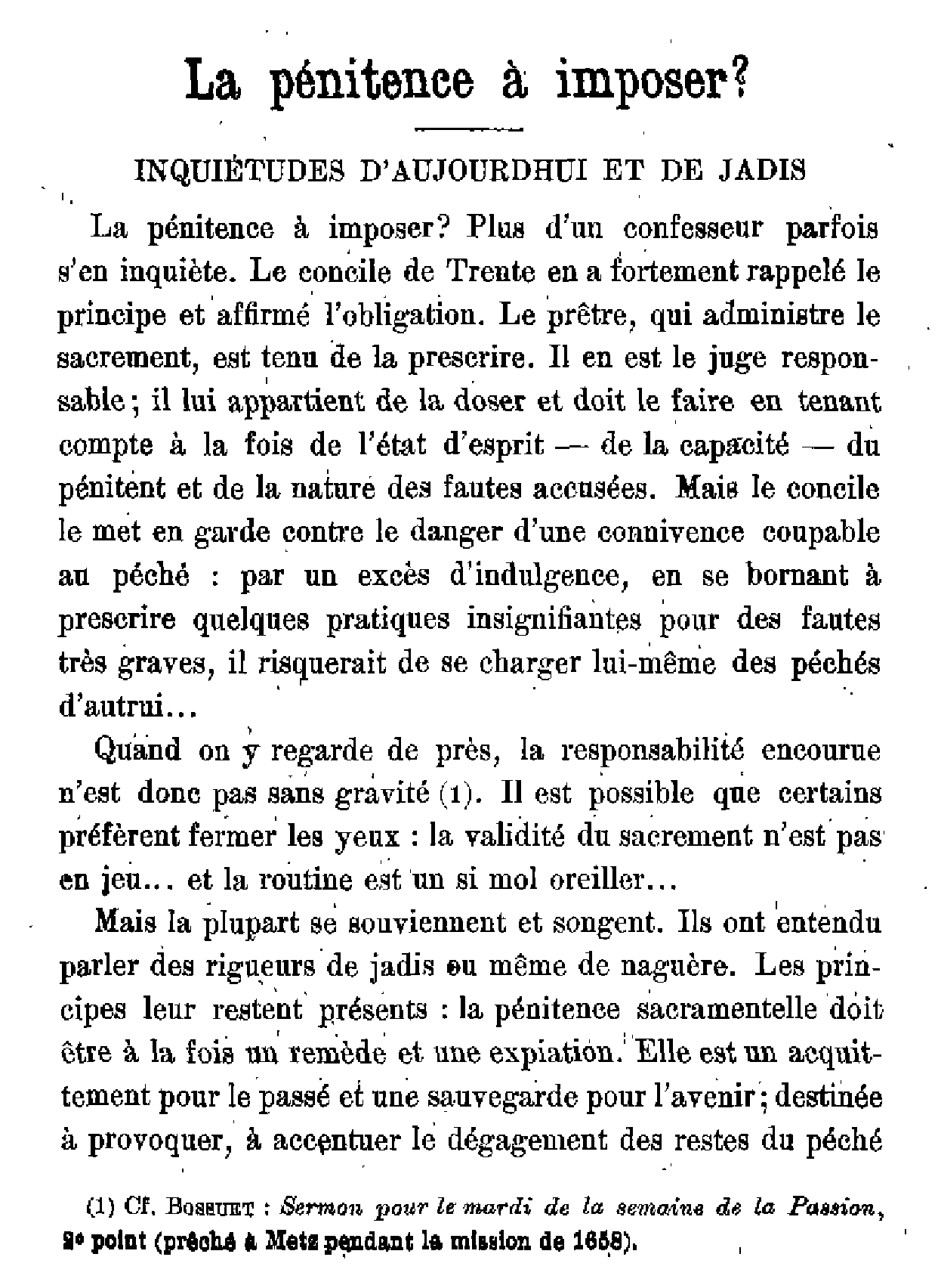 La pénitence à imposer