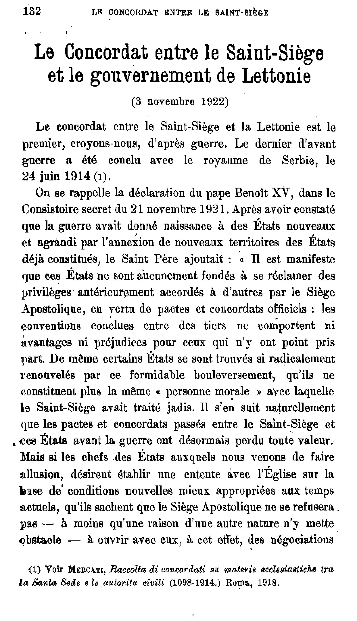 Le Concordat entre le Saint-Siège et le gouvernement de Lettonie