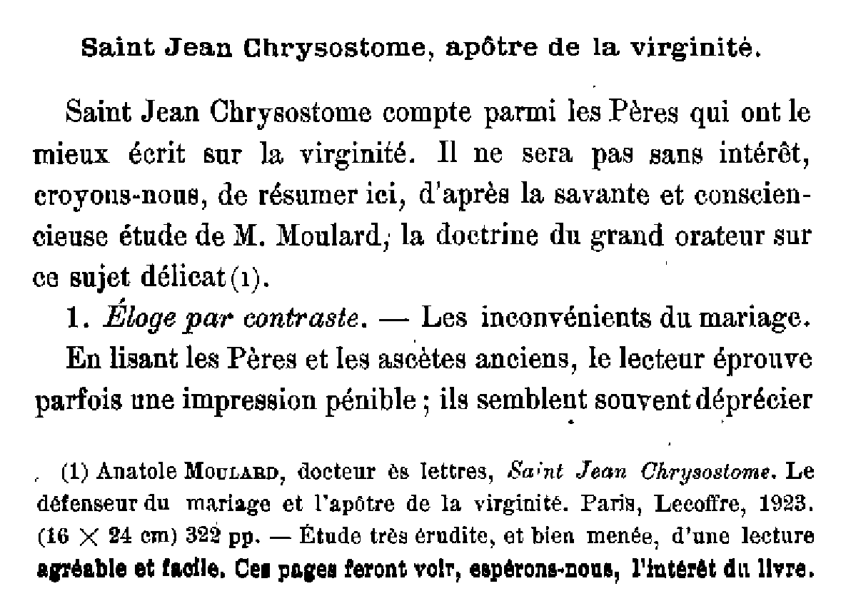 Saint Jean Chrysostome, apôtre de la virginité