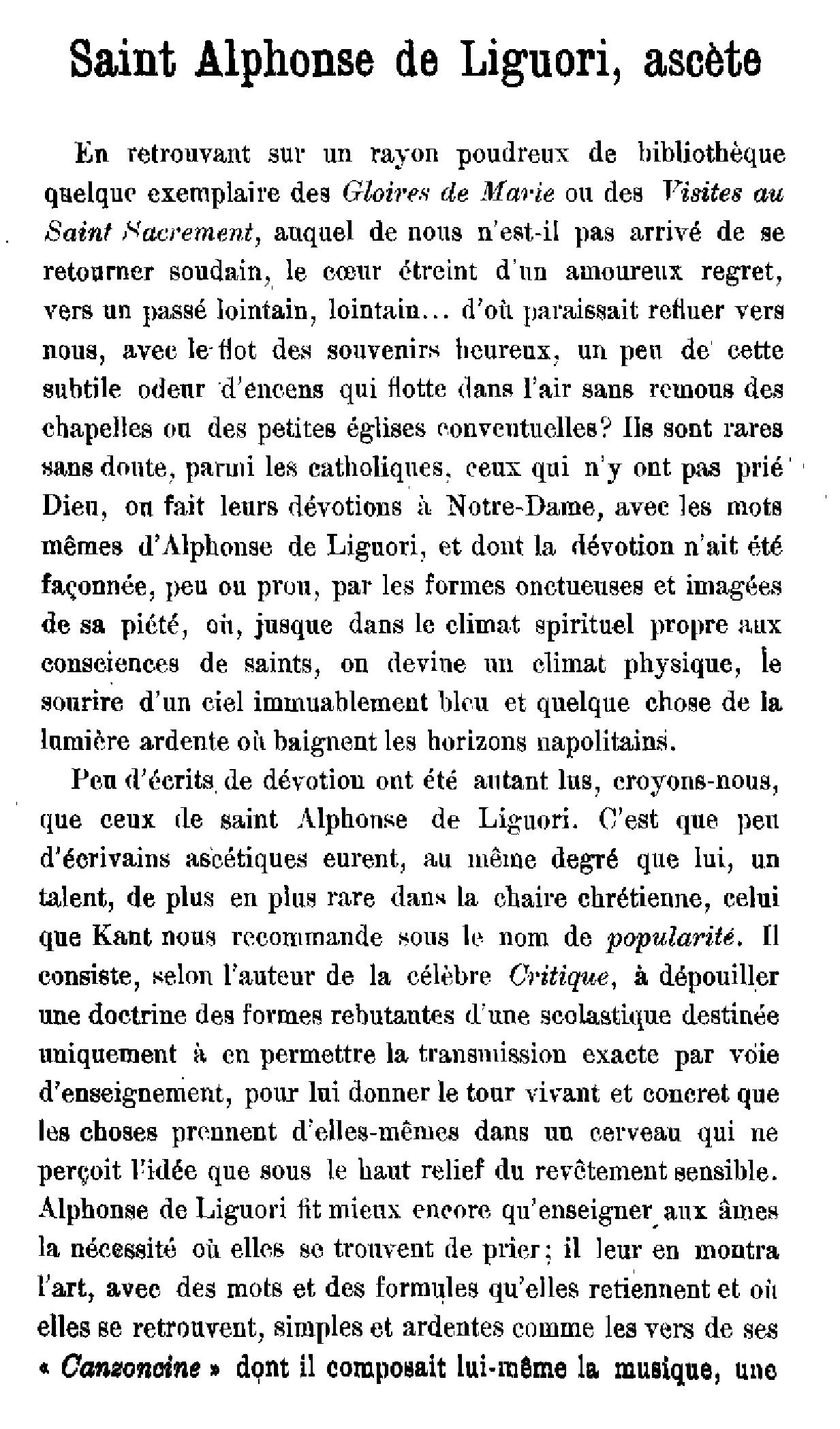 Saint Alphonde de Liguori, ascète