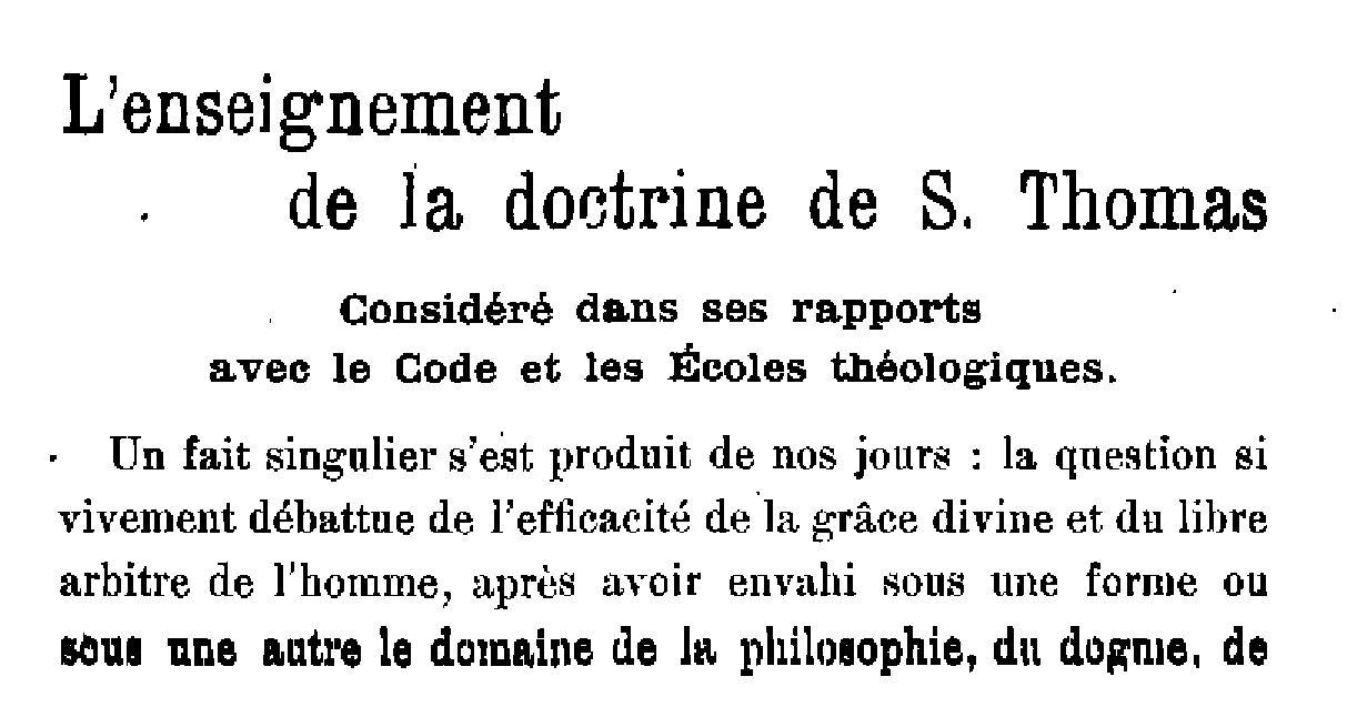 L'enseignement de la doctrine de S. Thomas