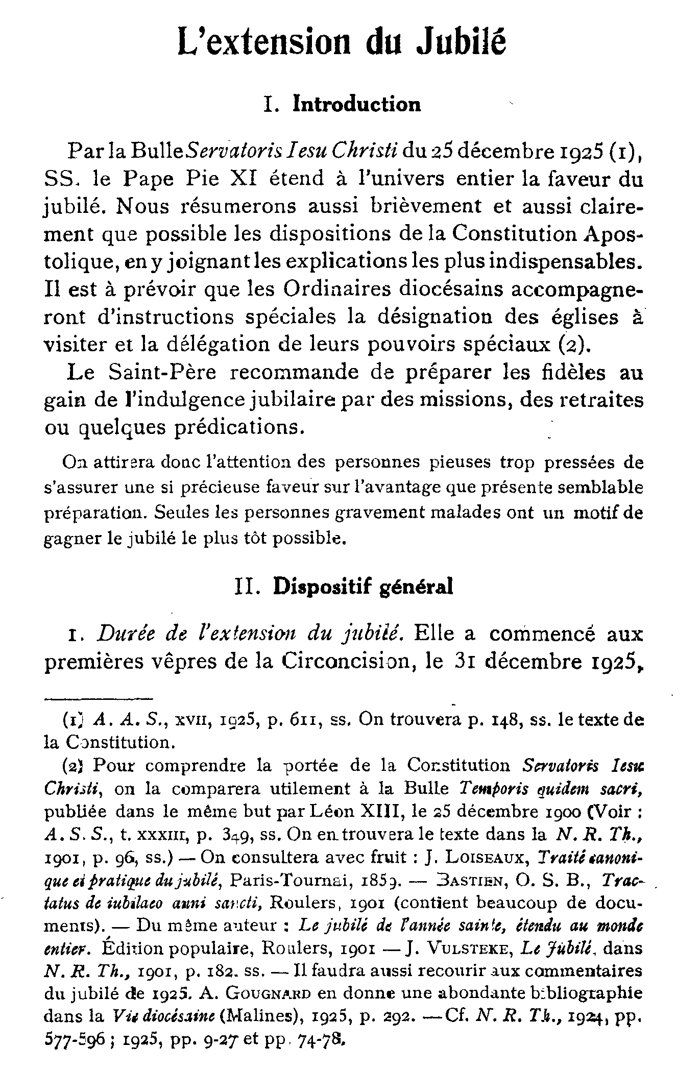L'extension du Jubilé