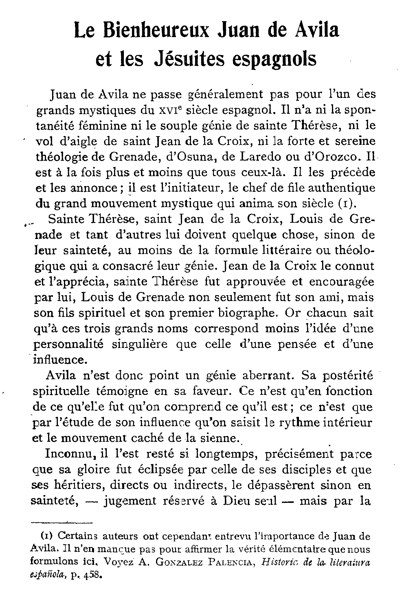 Le Bienheureux Juan de Avila et les Jésuites espagnols (1)
