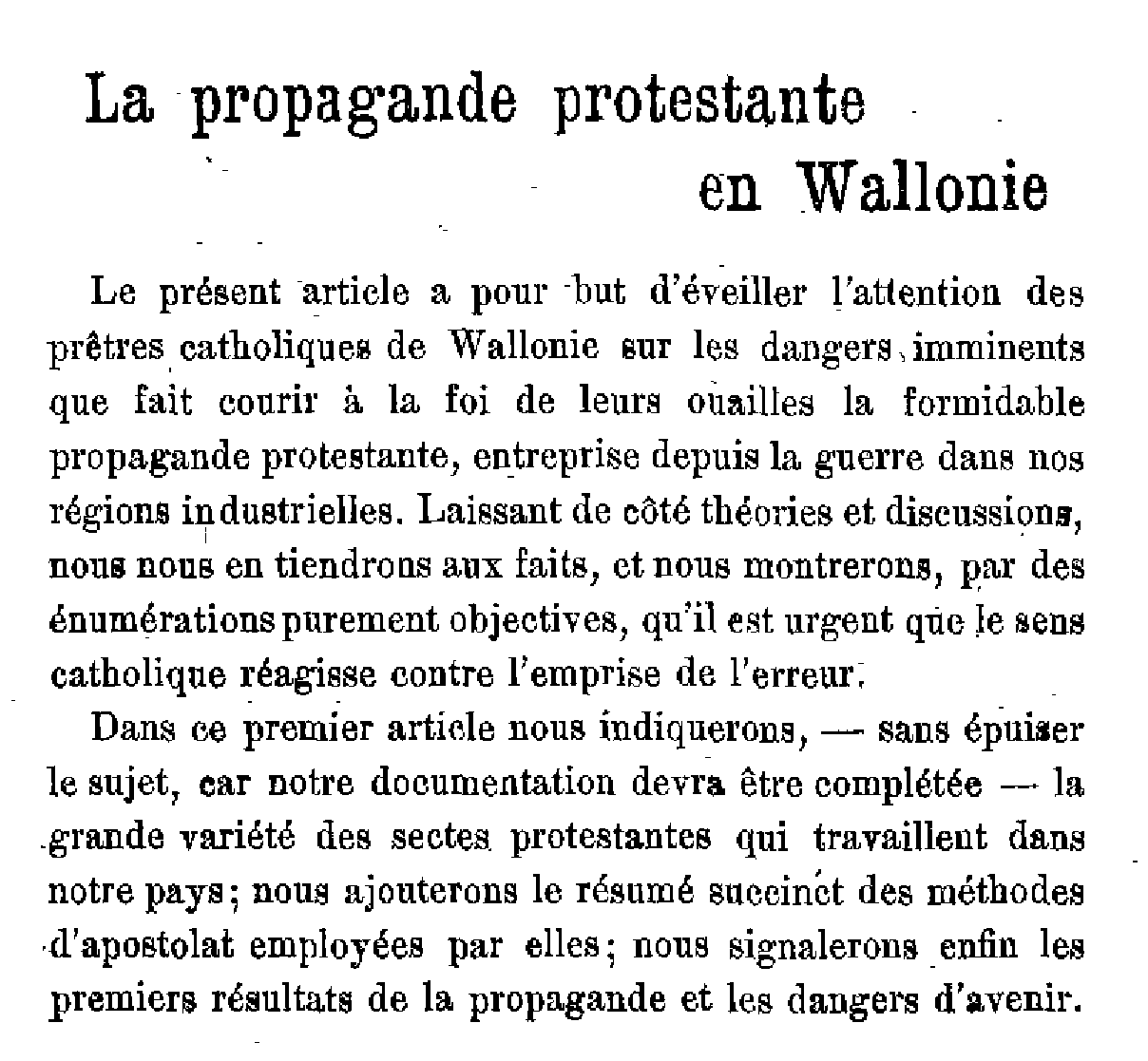 La propagande protestante en Wallonie