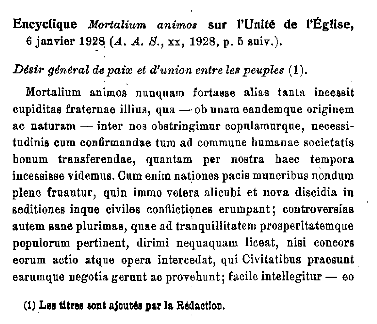 Actes du Souverain Pontife (1)