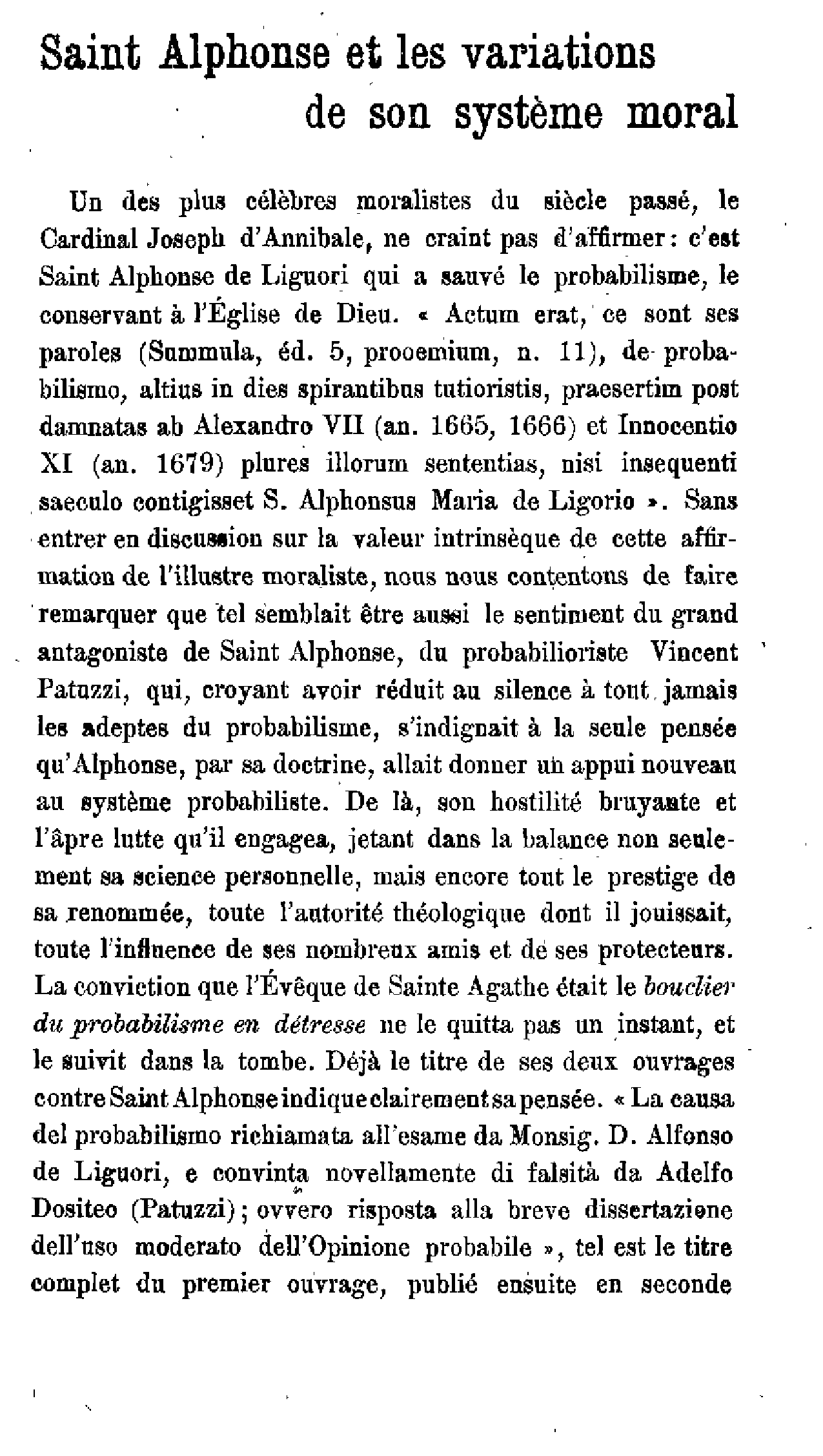 Saint Alphonse et les variations de son système moral (1)