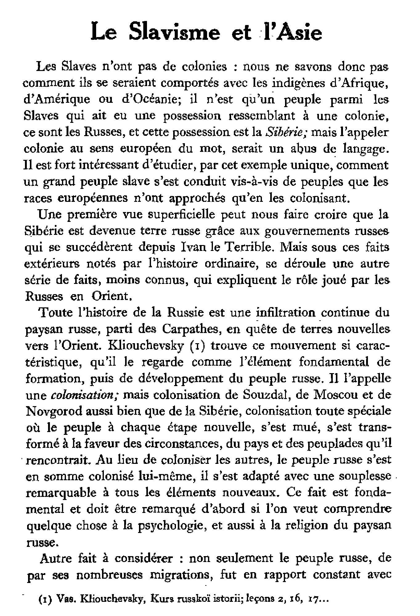 Le Slavisme et l'Asie