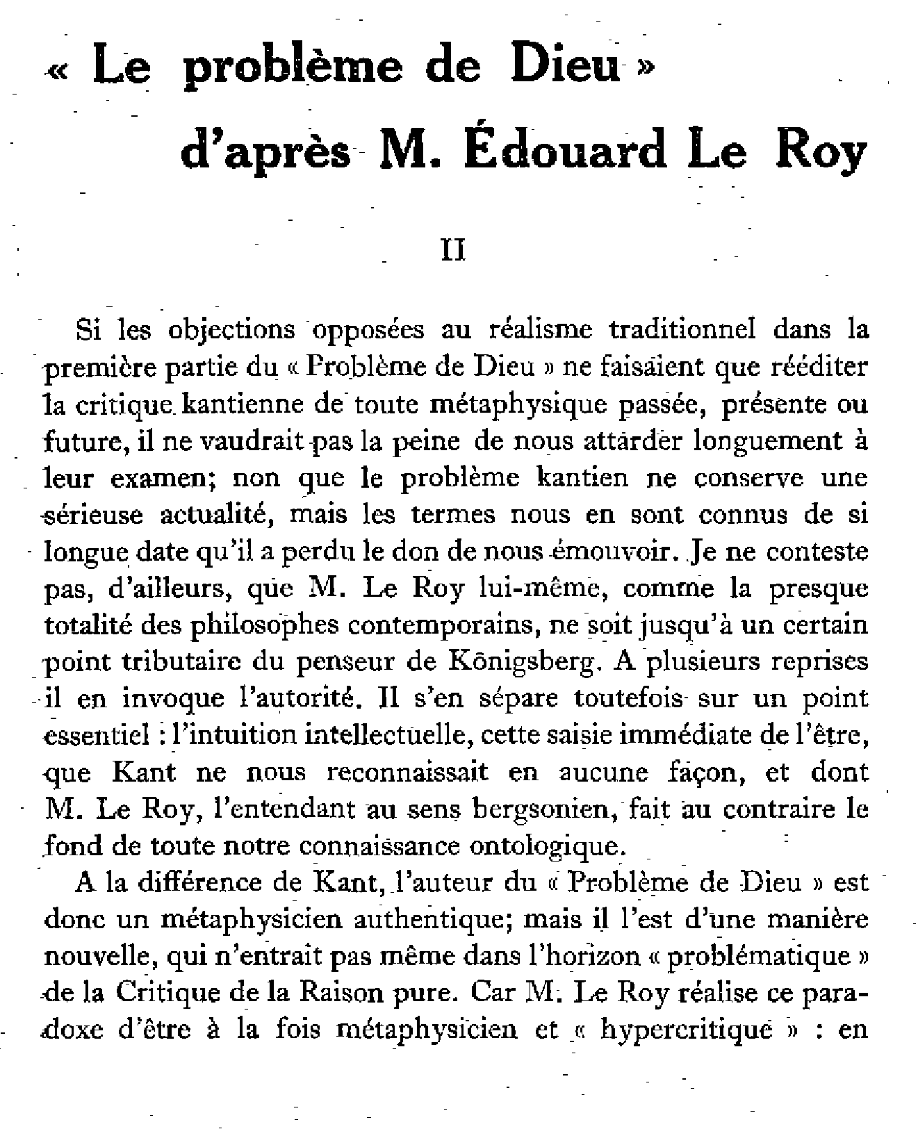 Le problème de Dieu d'après M. Edouard Le Roy (2)