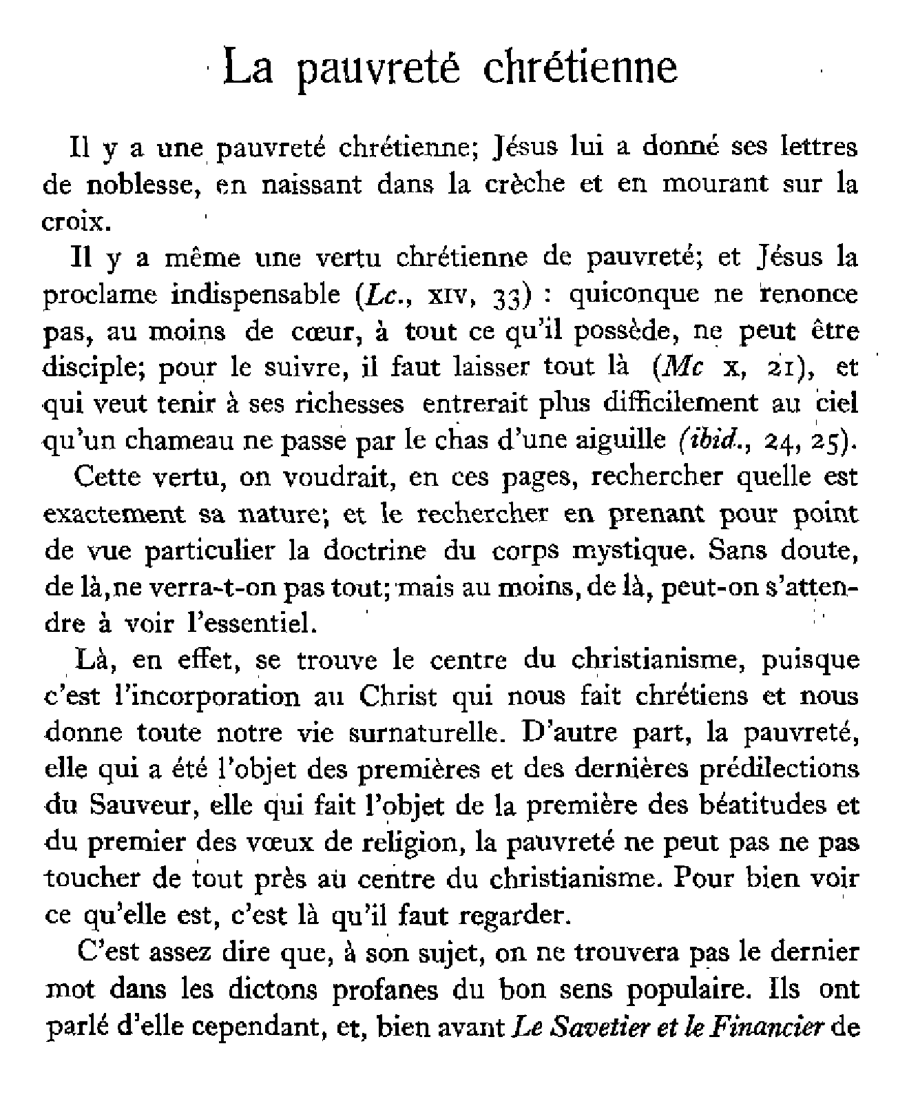 La pauvreté chrétienne