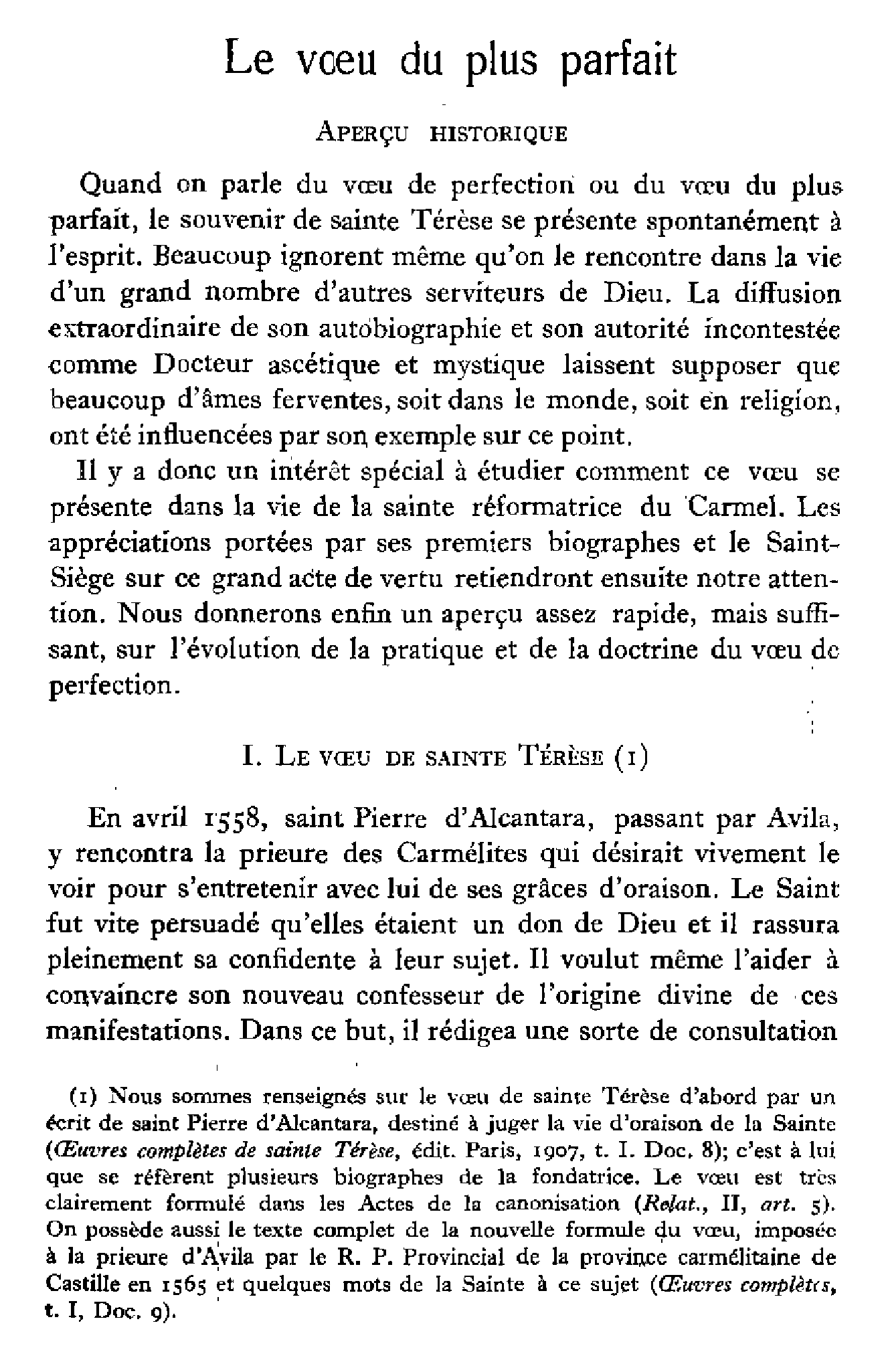 Le voeu du plus parfait