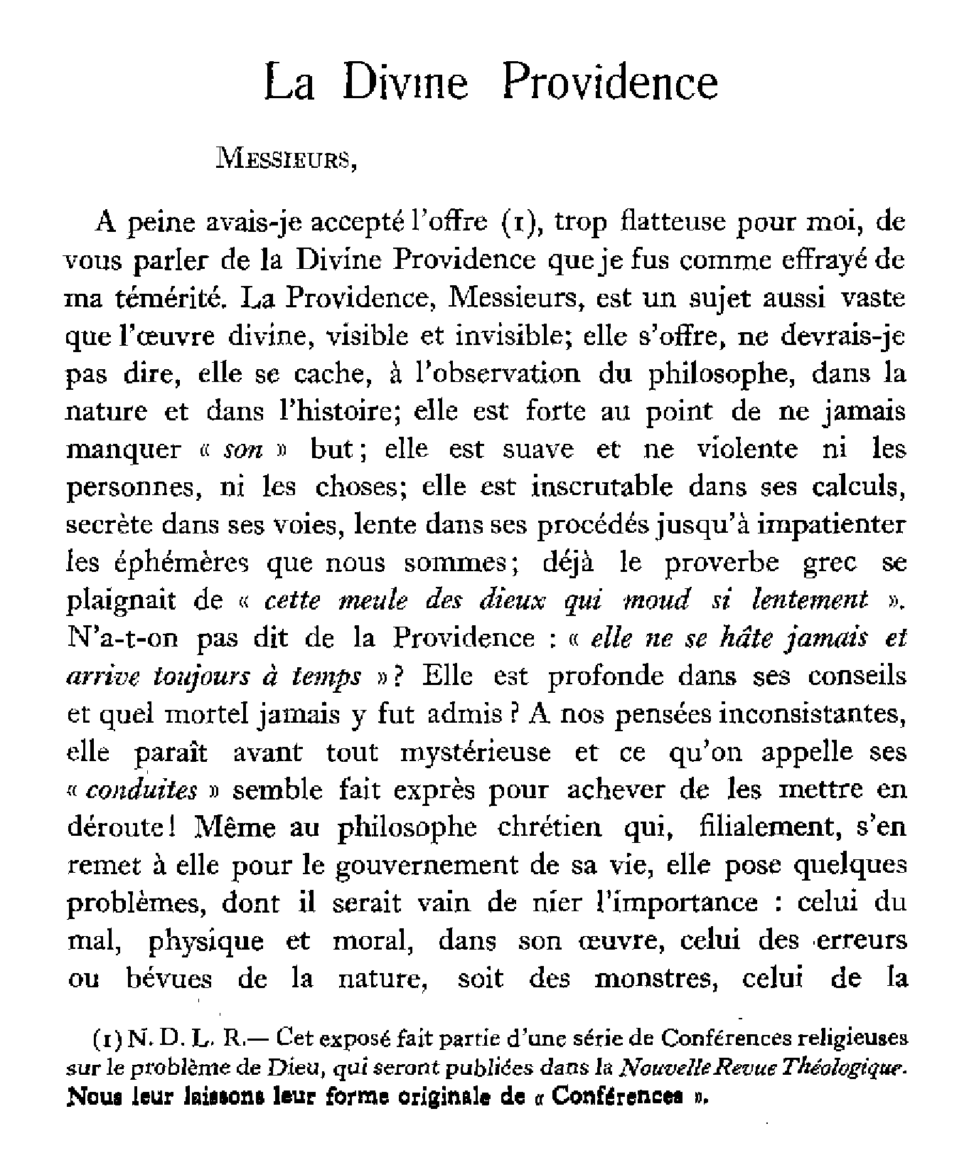 La Divine Providence