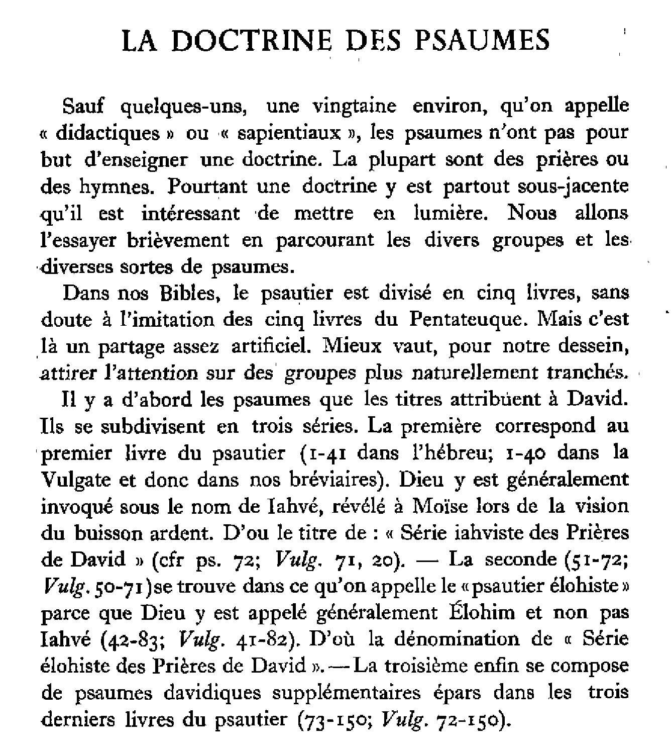 La doctrine des psaumes