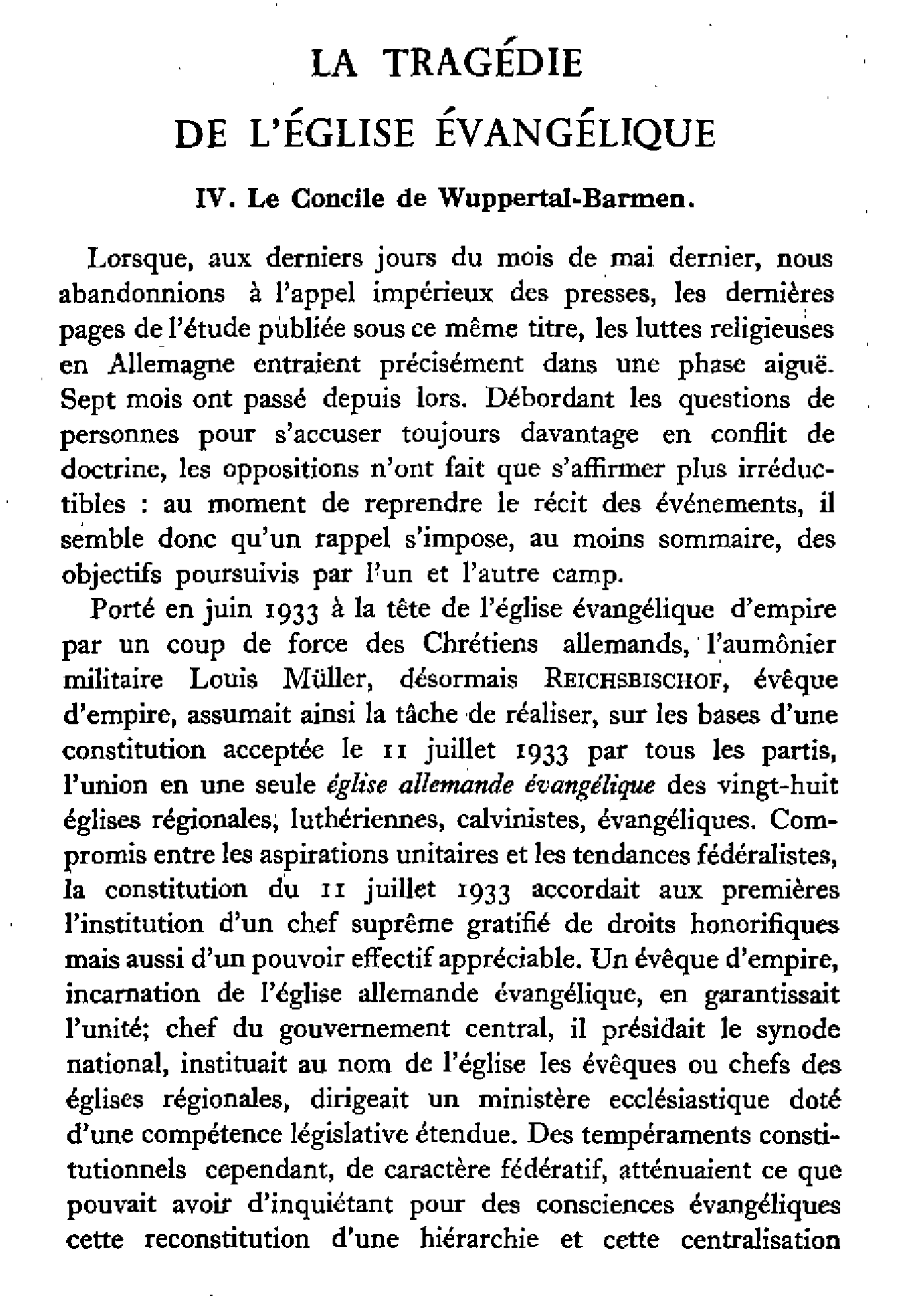 La tragédie de l'église évangélique (IV)
