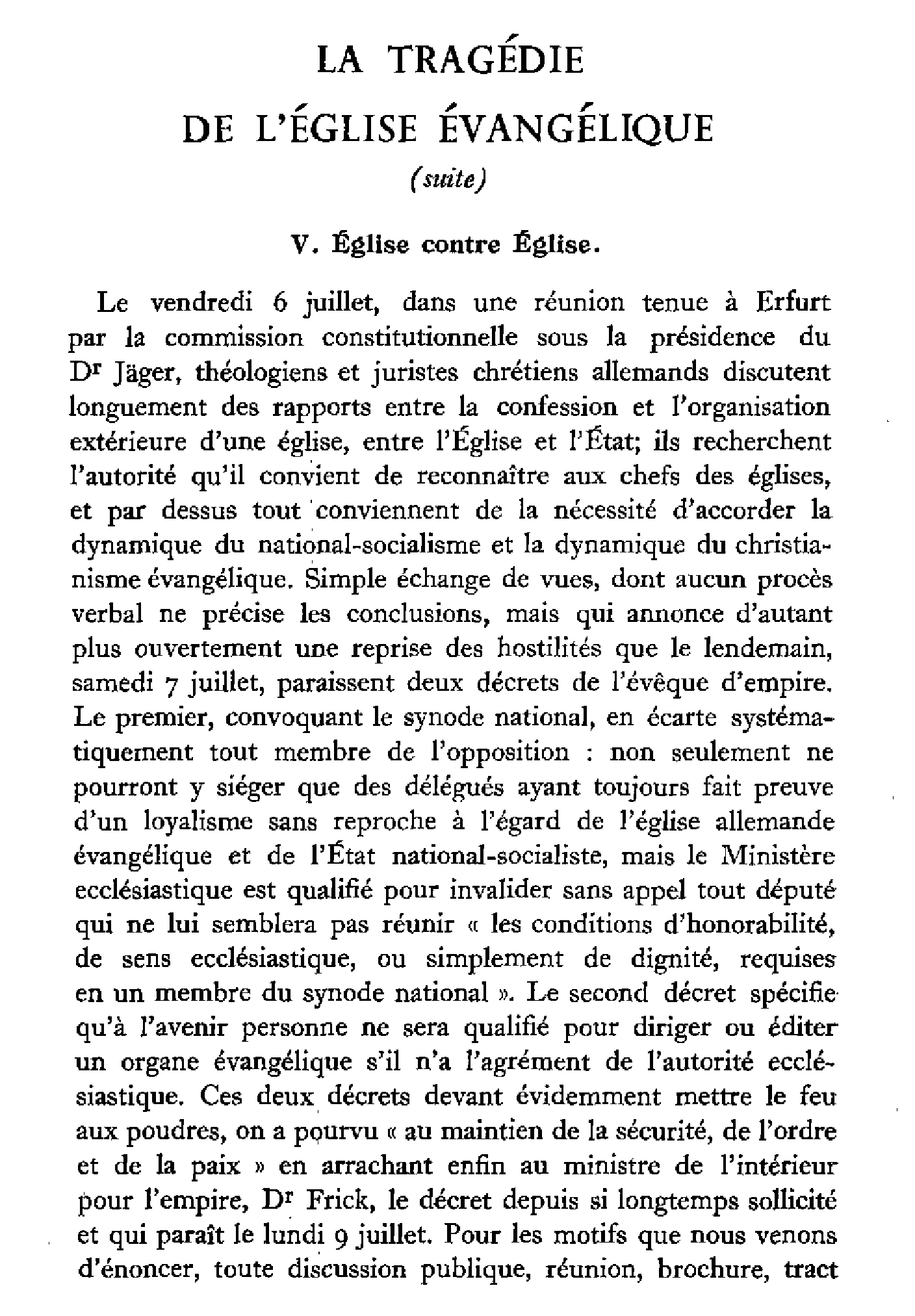 La tragédie de l'église évangélique (2)