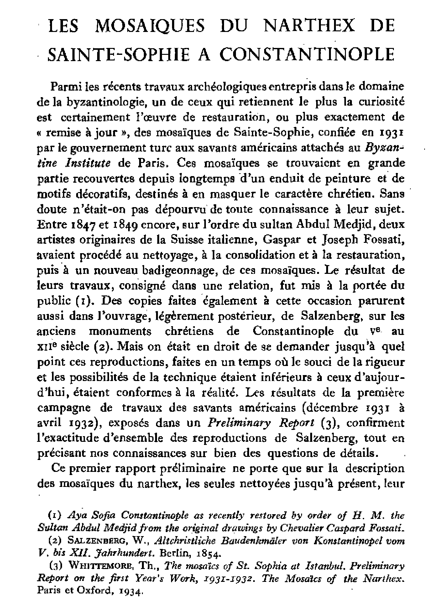 Les mosaïques du narthex de Sainte-Sophie à Constantinople