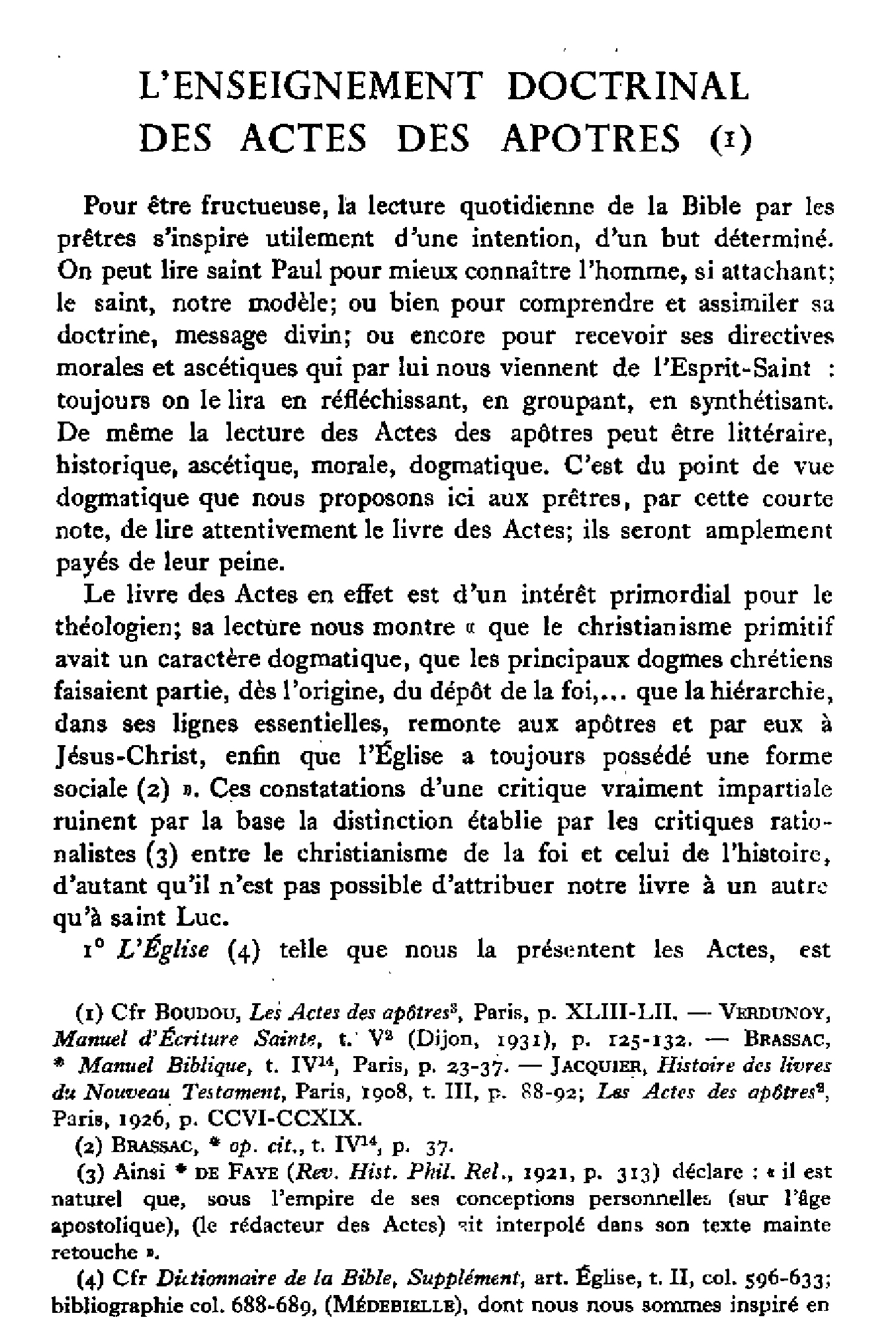 L'enseignement doctrinal des Actes des Apôtres