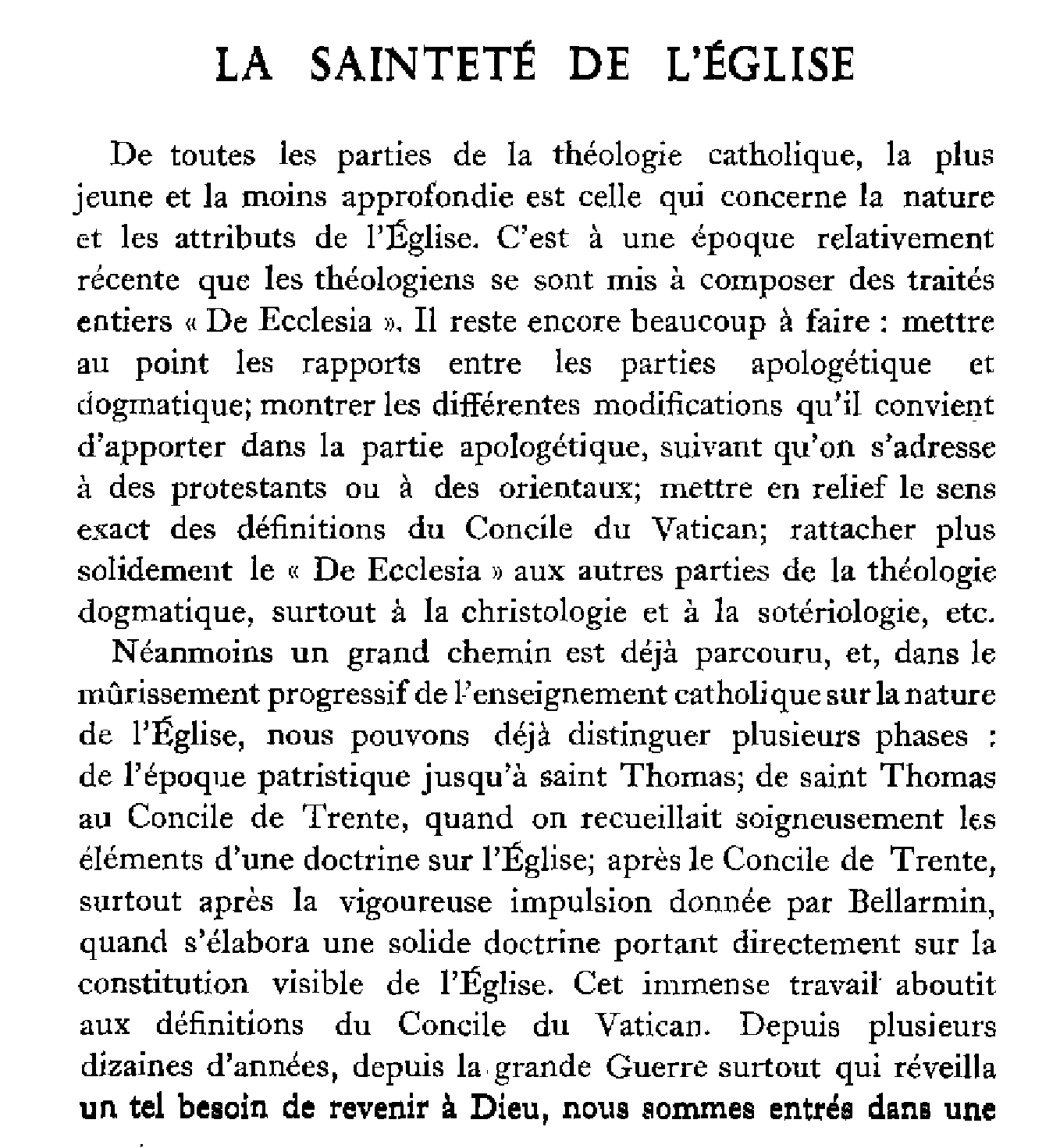 La sainteté de l'Eglise