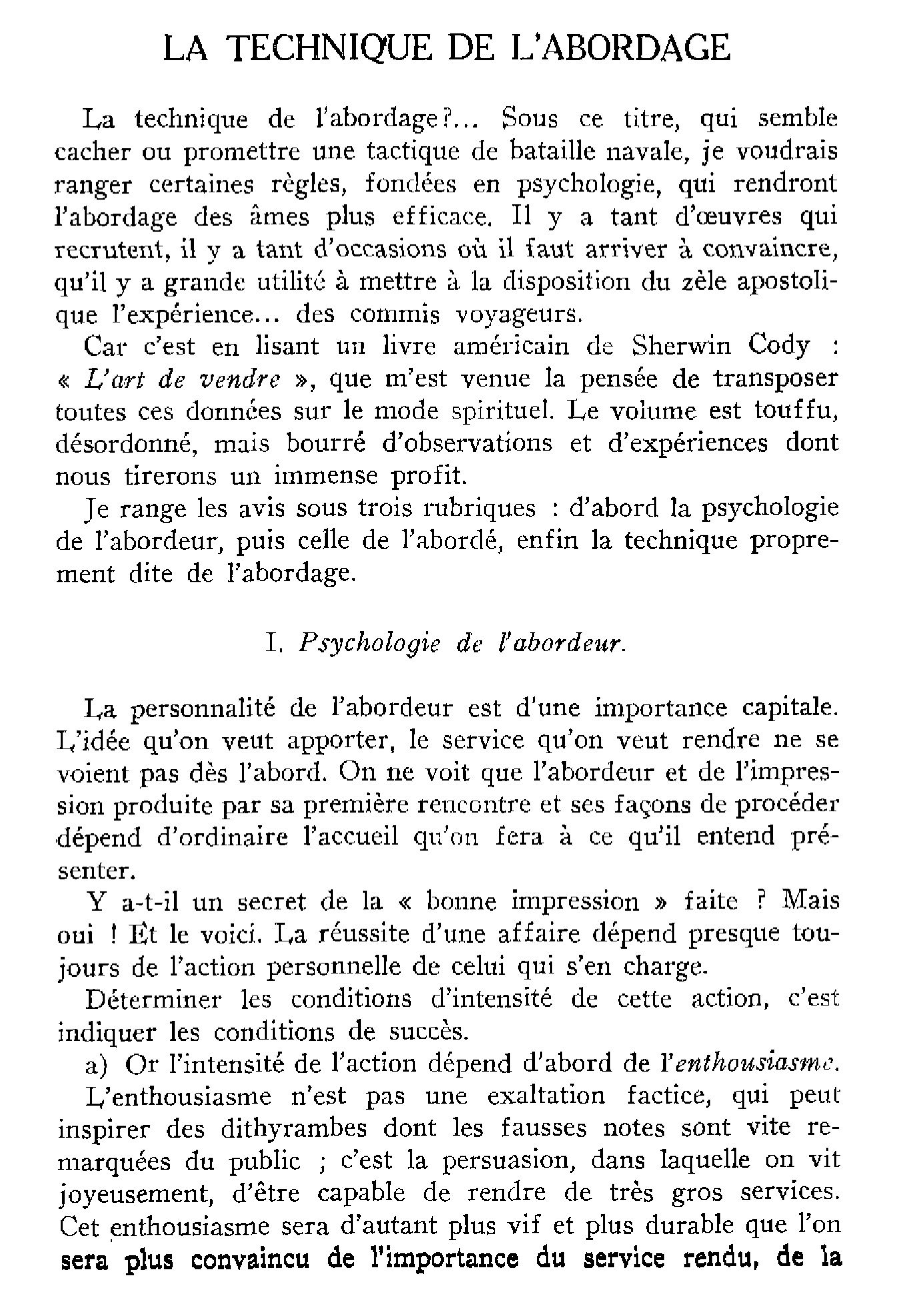 La technique de l'abordage