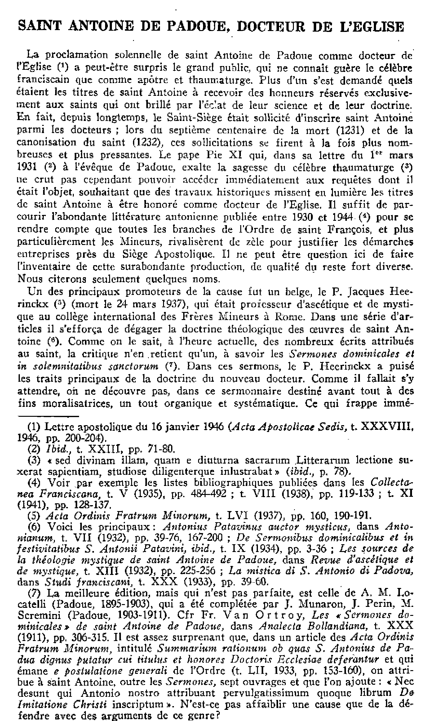 Saint Antoine de Padoue, docteur de l'Eglise