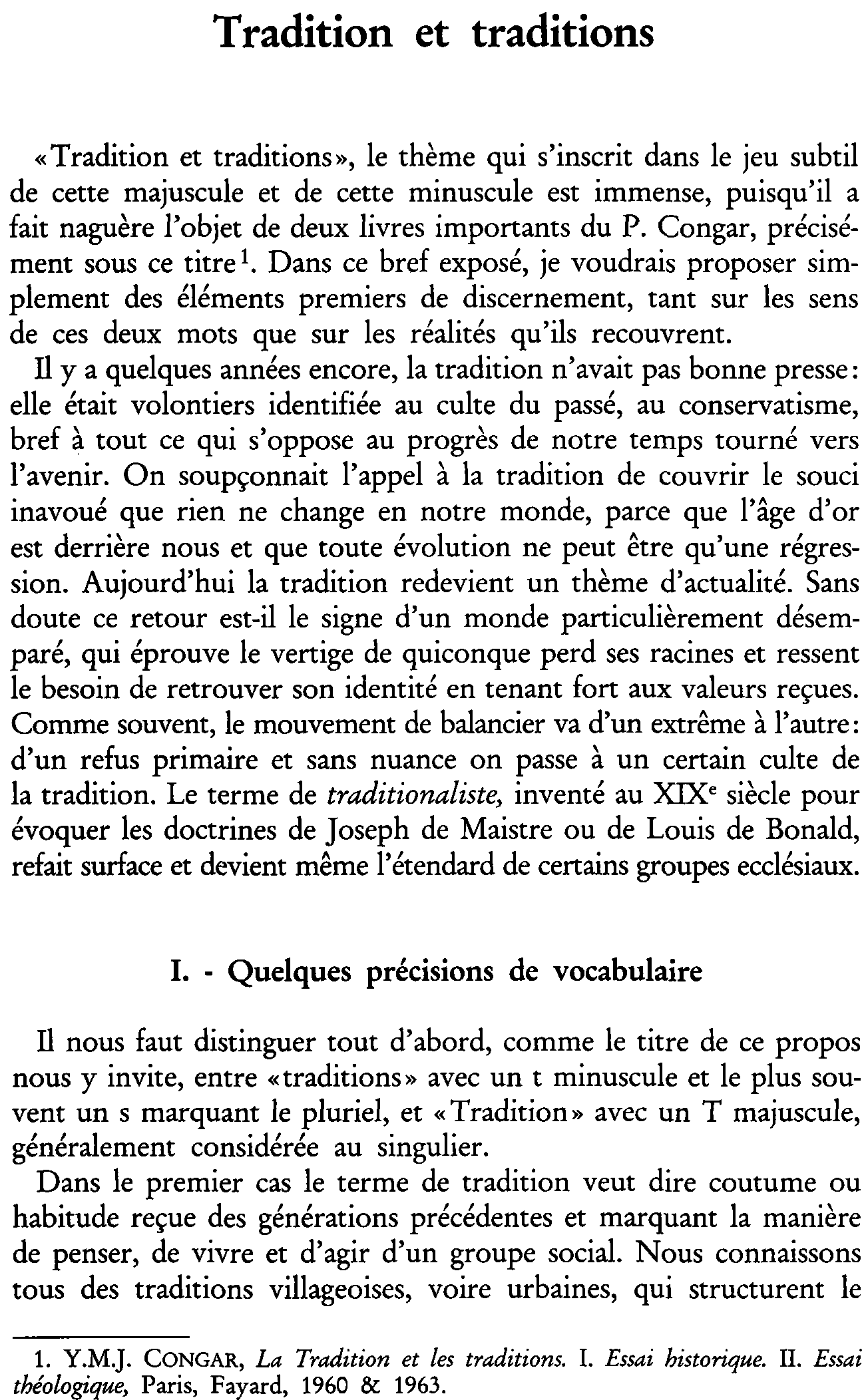 Tradition et traditions