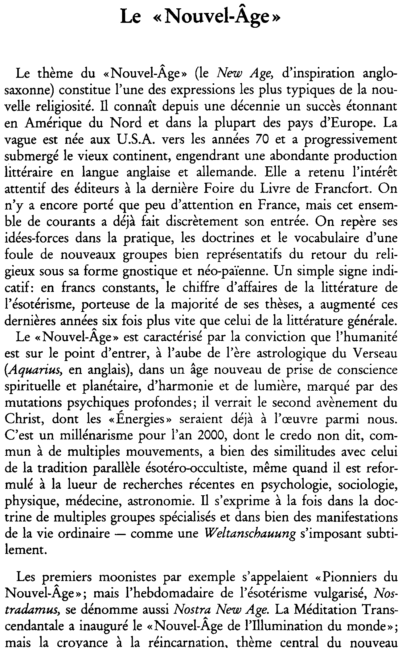 Le «Nouvel-Âge»