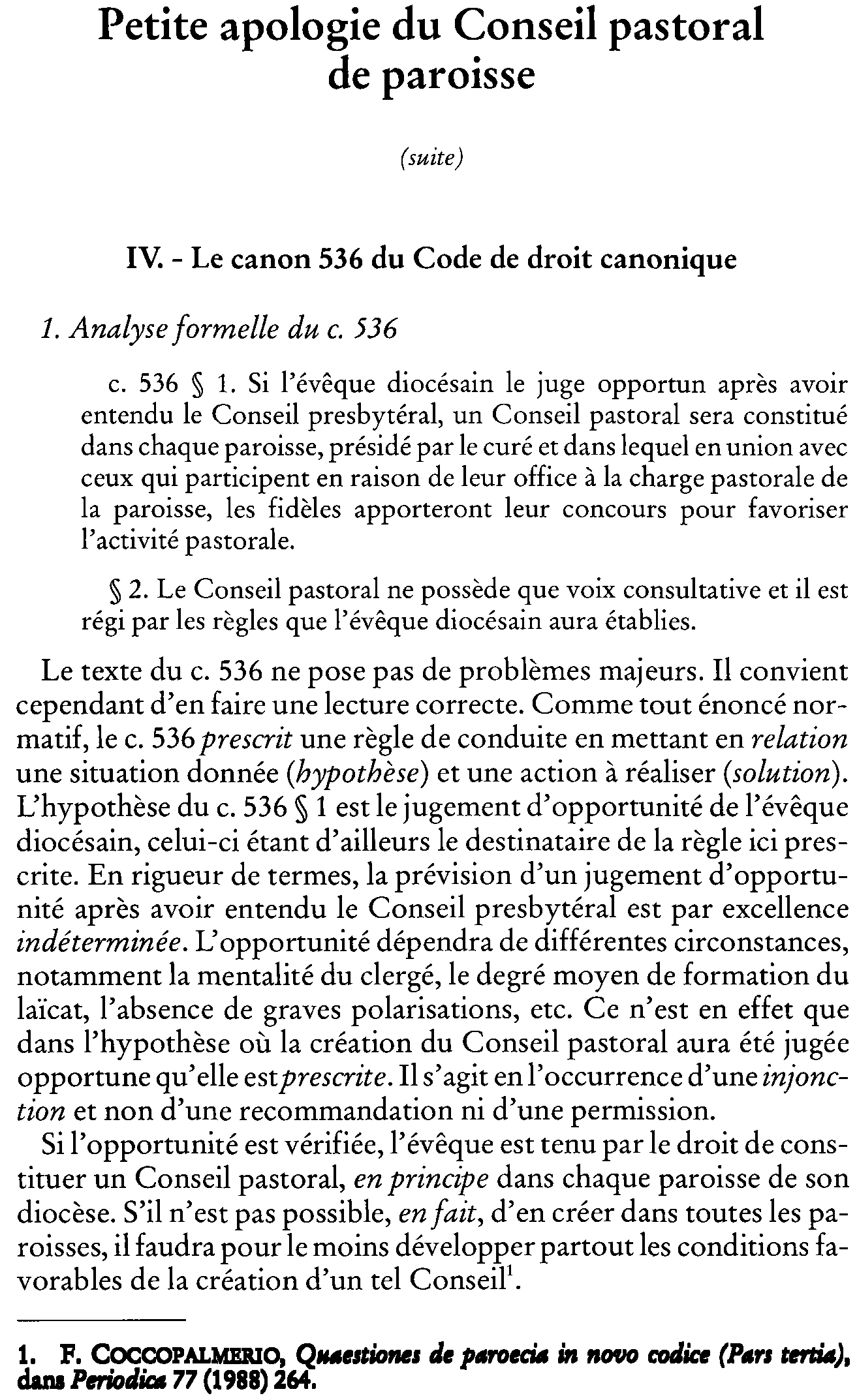 Petite apologie du Conseil pastoral de paroisse (suite)