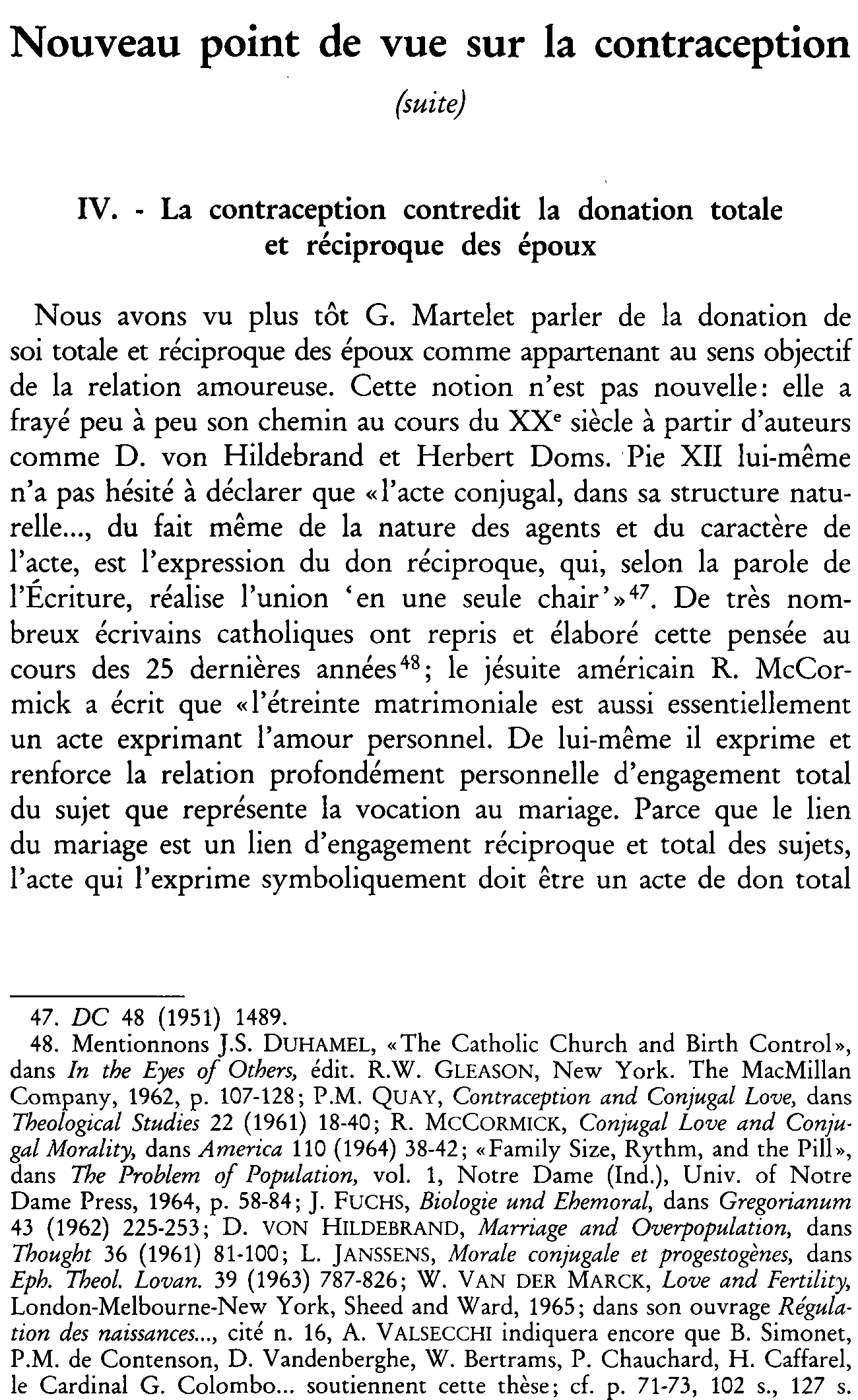 Nouveau point de vue sur la contraception