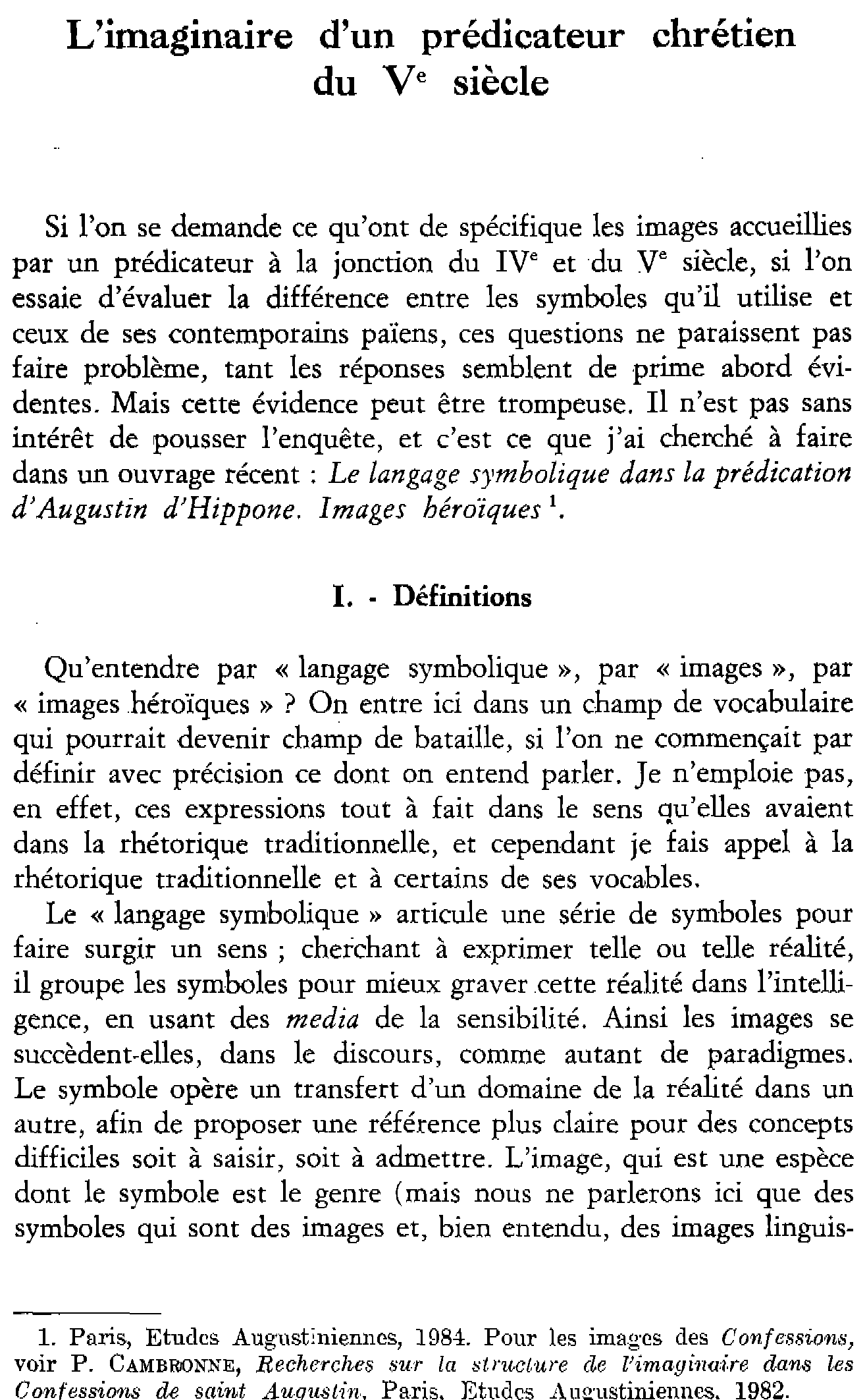 L'imaginaire d'un prédicateur chrétien du Ve siècle