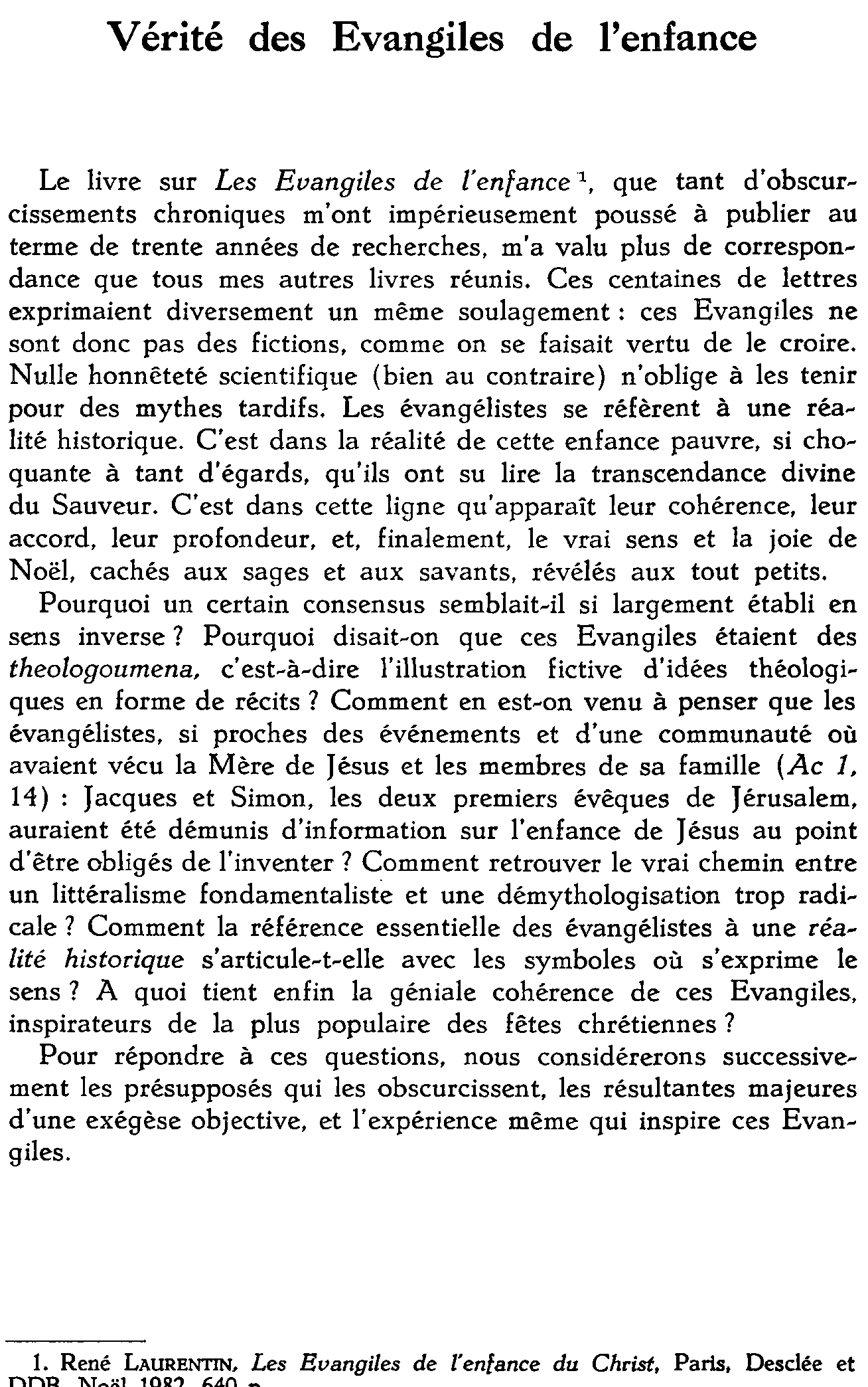 Vérité des Évangiles de l'enfance