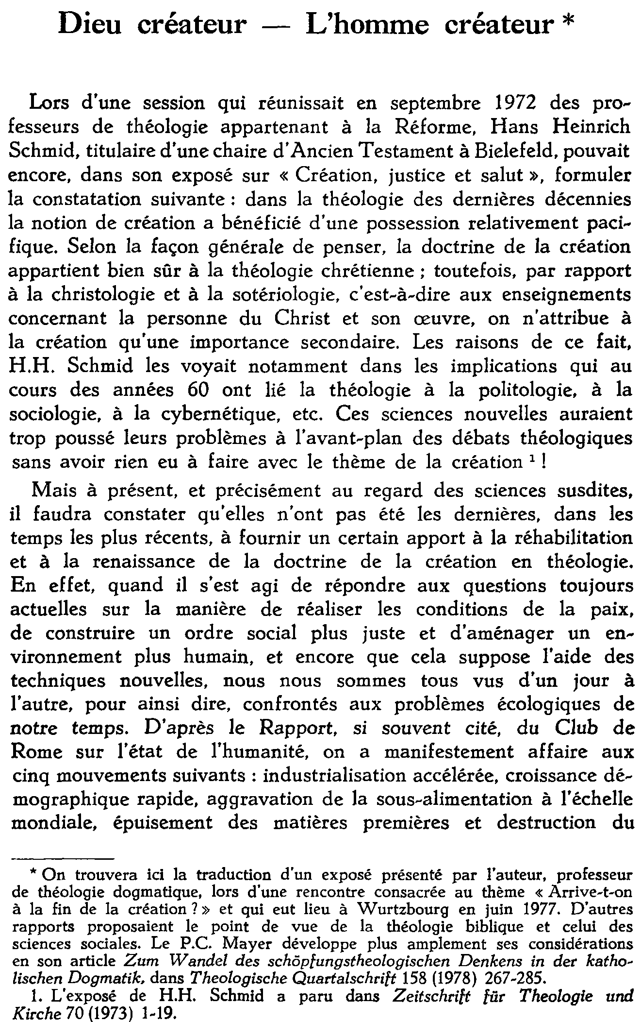 Dieu créateur - L'homme créateur