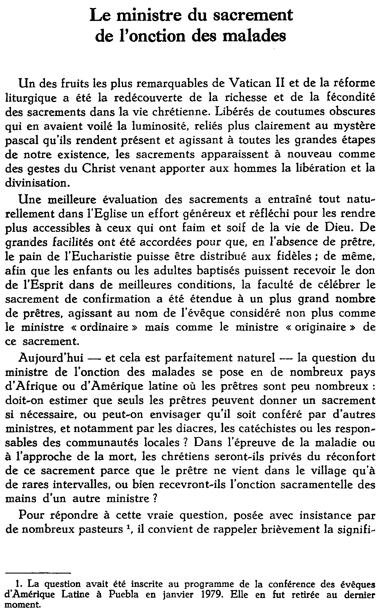 Le ministre du sacrement des malades