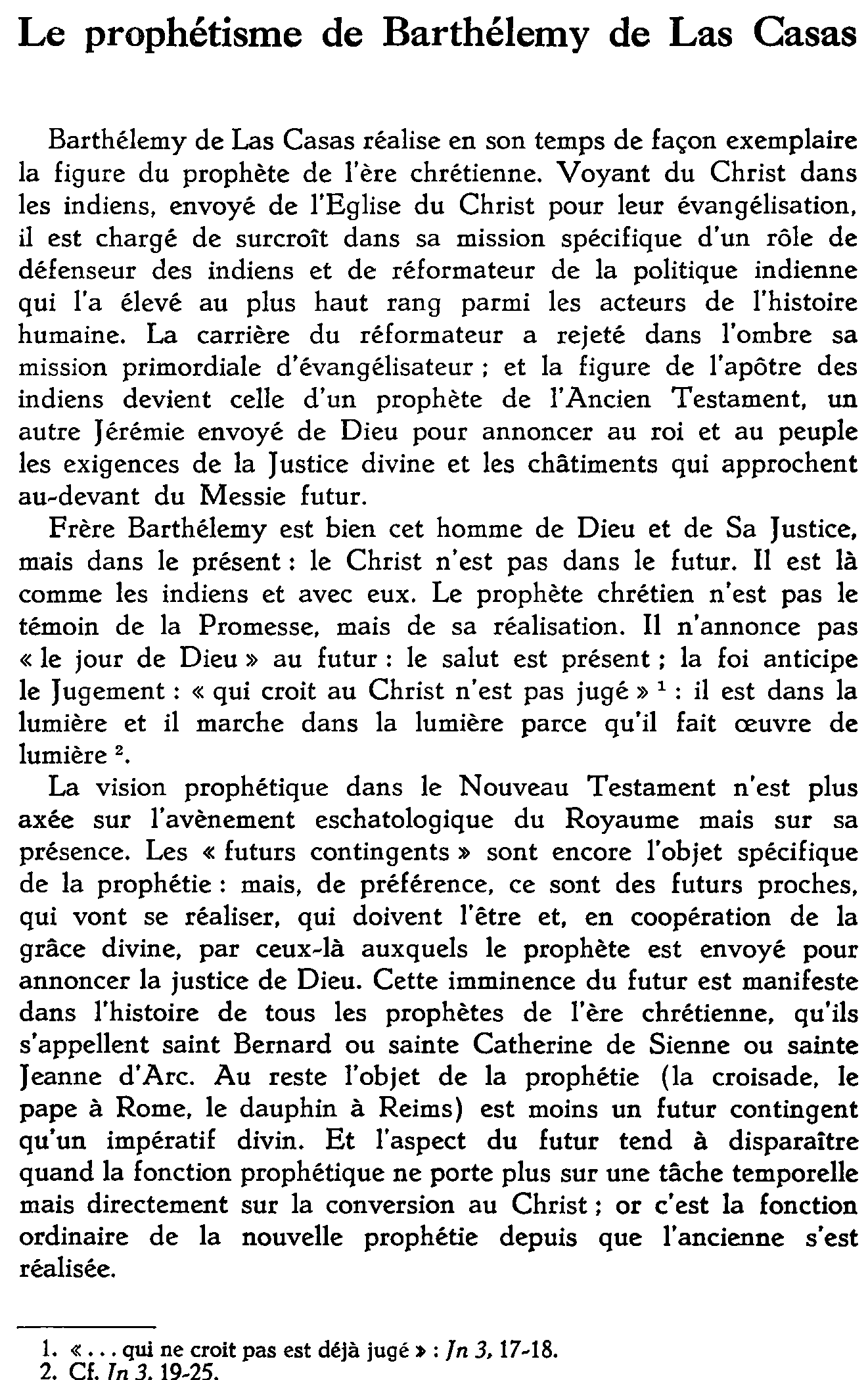 Le prophétisme de Barthélemy de Las Casas