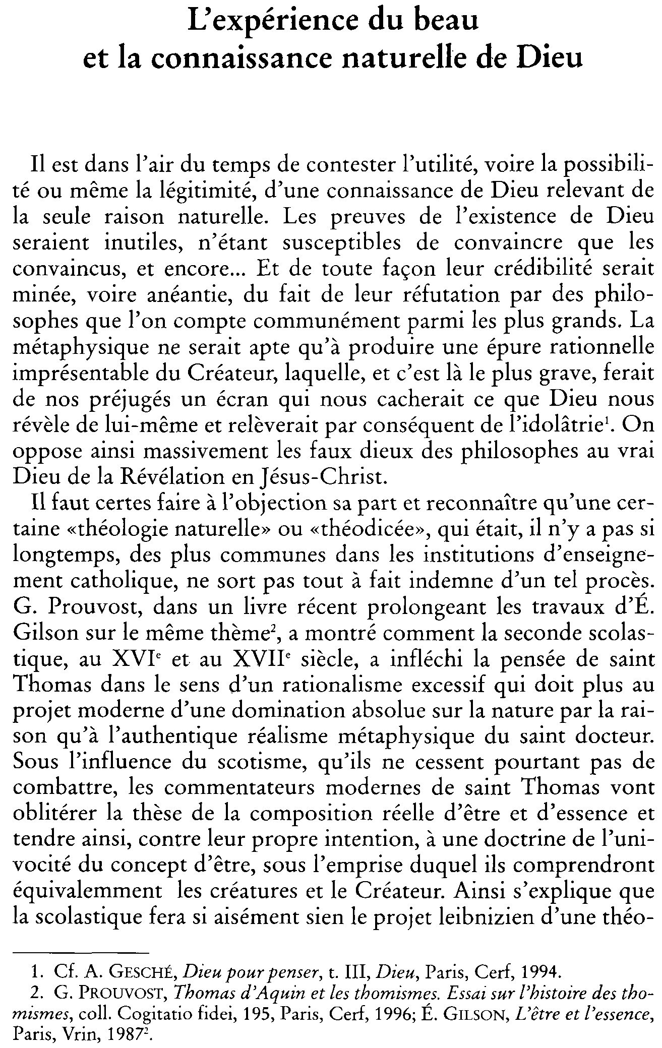 L'expérience du beau et la connaissance naturelle de Dieu