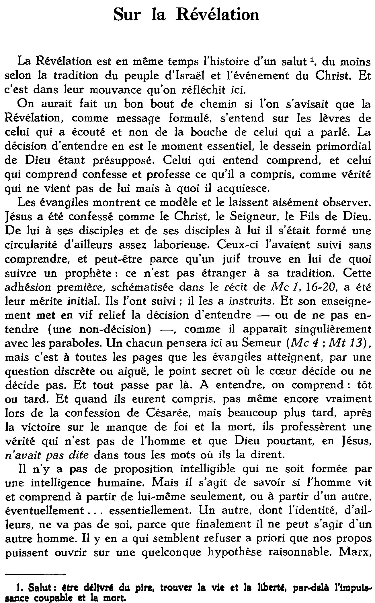 Sur la Révélation