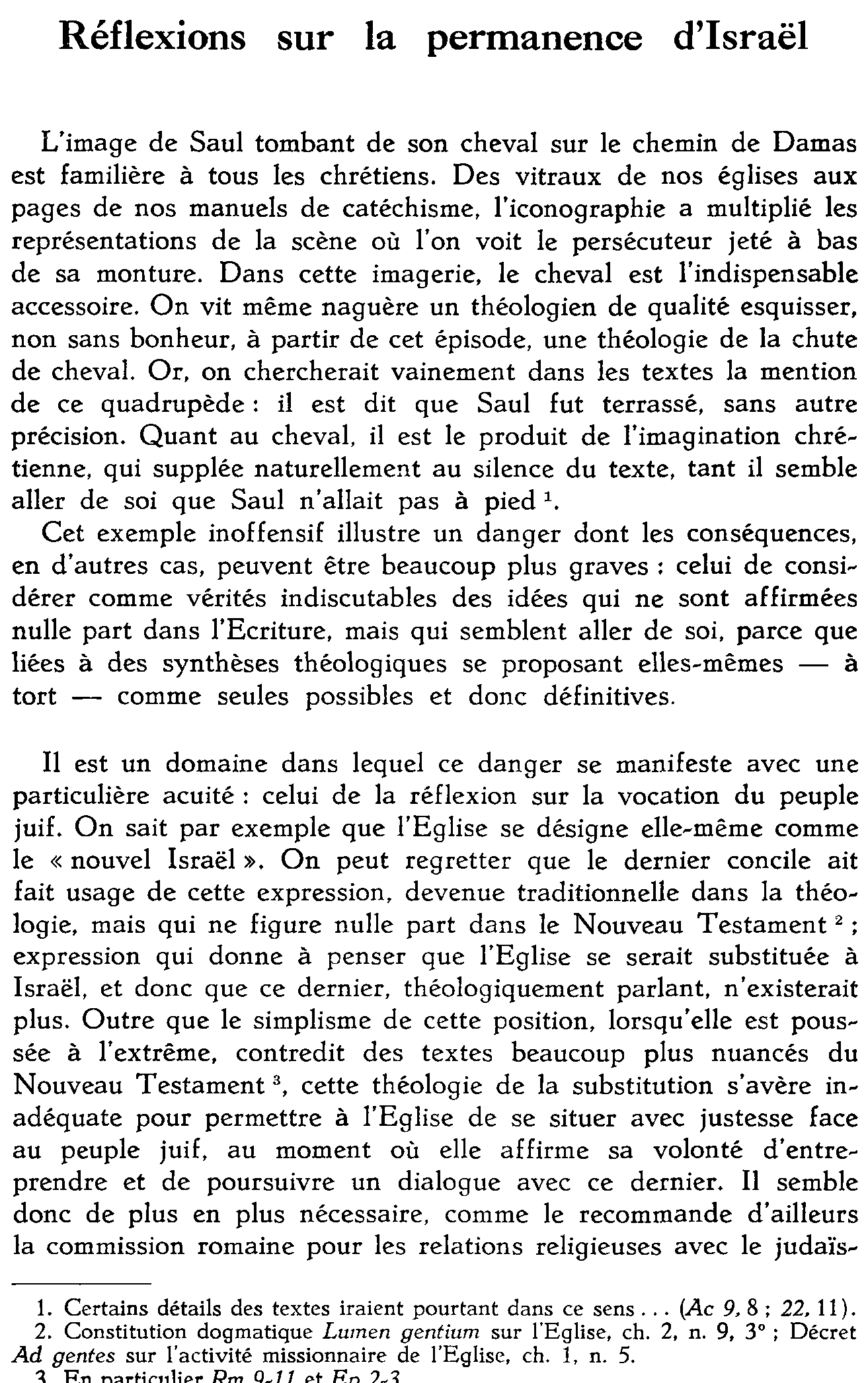 Réflexions sur la permanence d'Israël